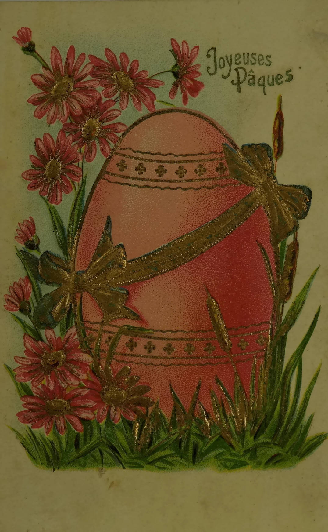 Antique Easter Egg Postcard. French Postcard. Old Greeting Card. Spring