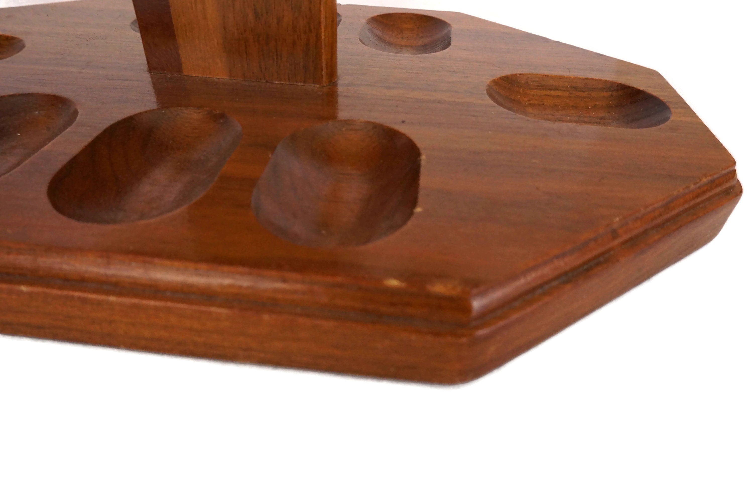 Vintage Wooden Pipe Rack, 8 Pipes Holder Stand, Gift for Smoker