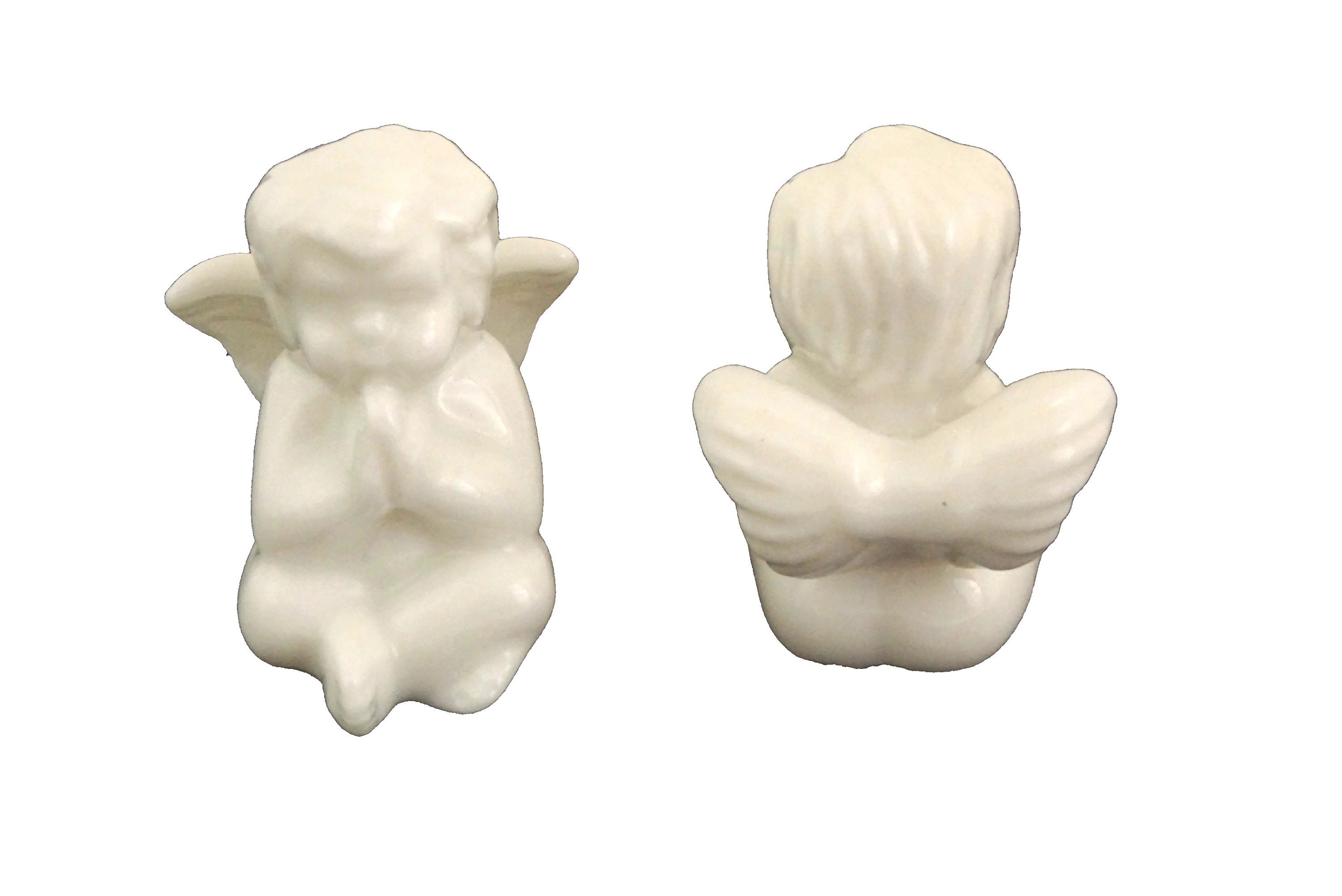 Vintage French Porcelain Miniature Angels, Collectible Cherub Figurines