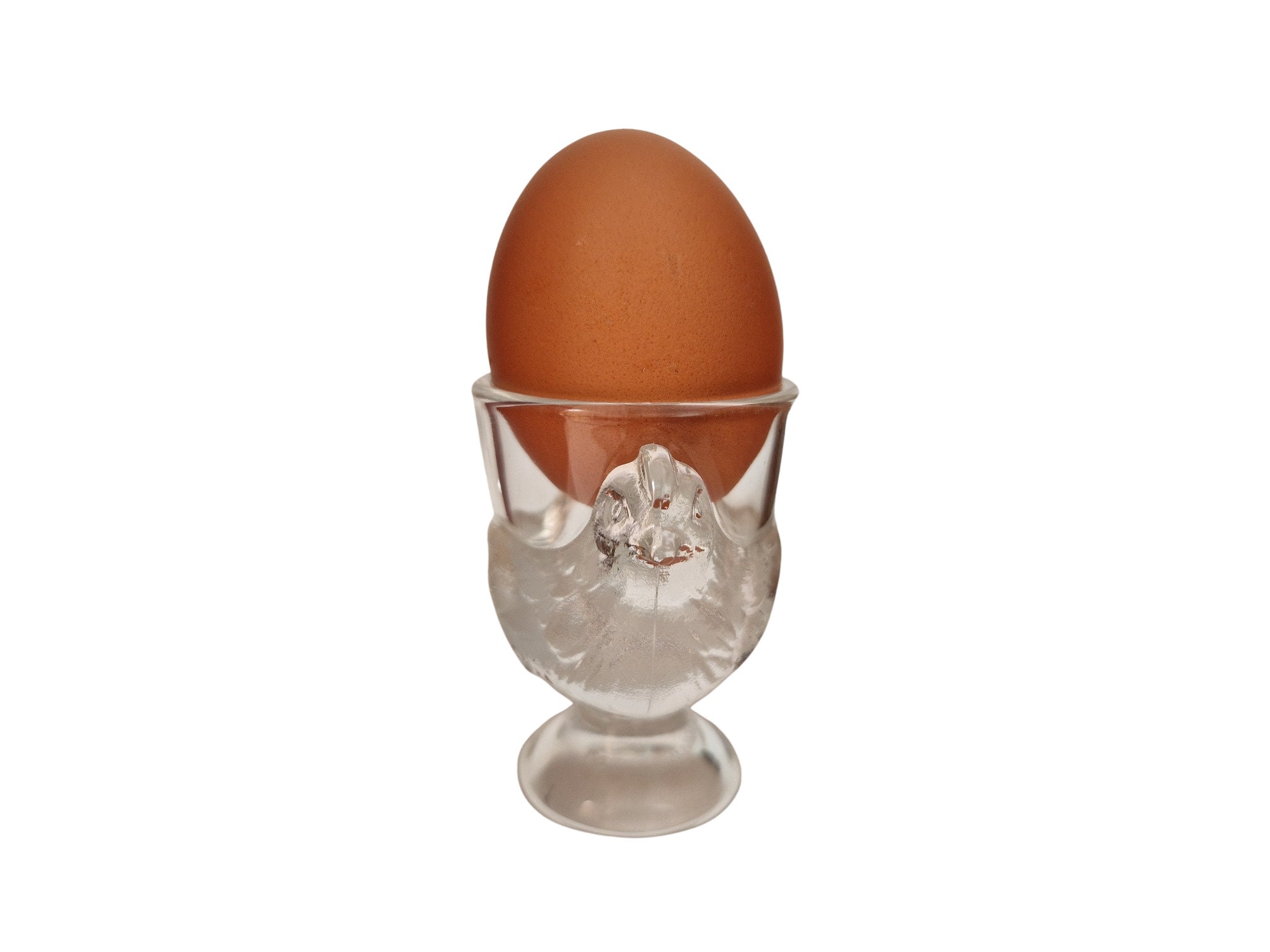 RESERVED for Chris. Set of 3 Vintage French Glass Chicken Egg Cups