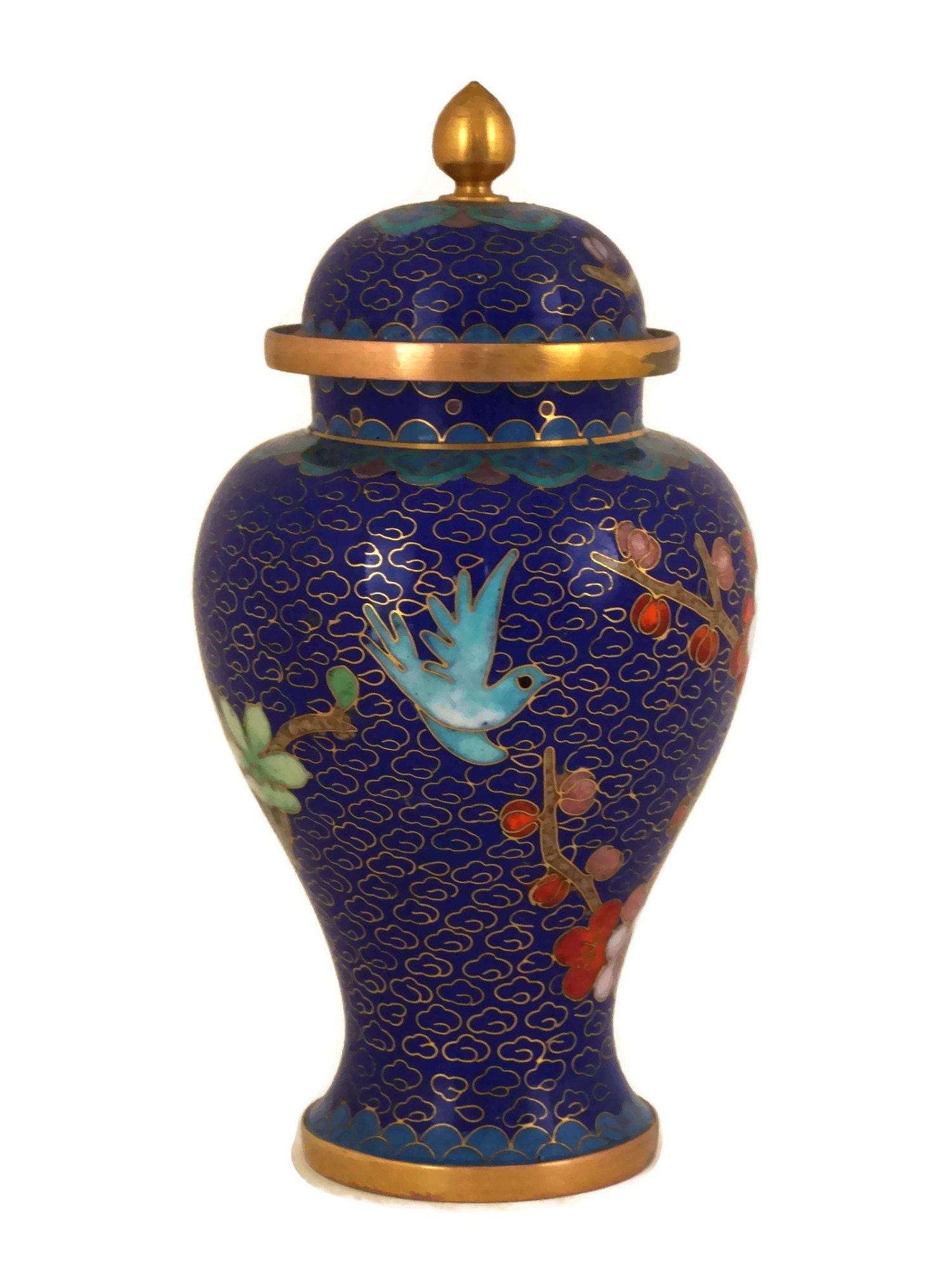 Vintage Cloisonne Vase with Lid