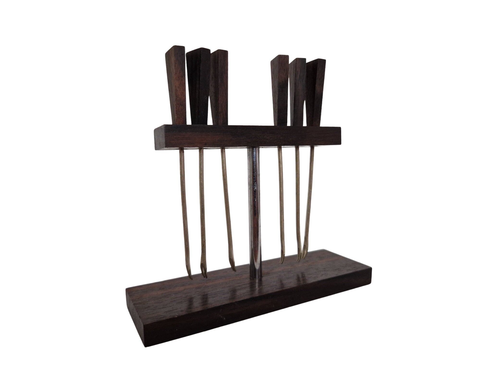 RESERVED for Tsai. Art Deco Ebony Cocktail Pick Set with Stand, French