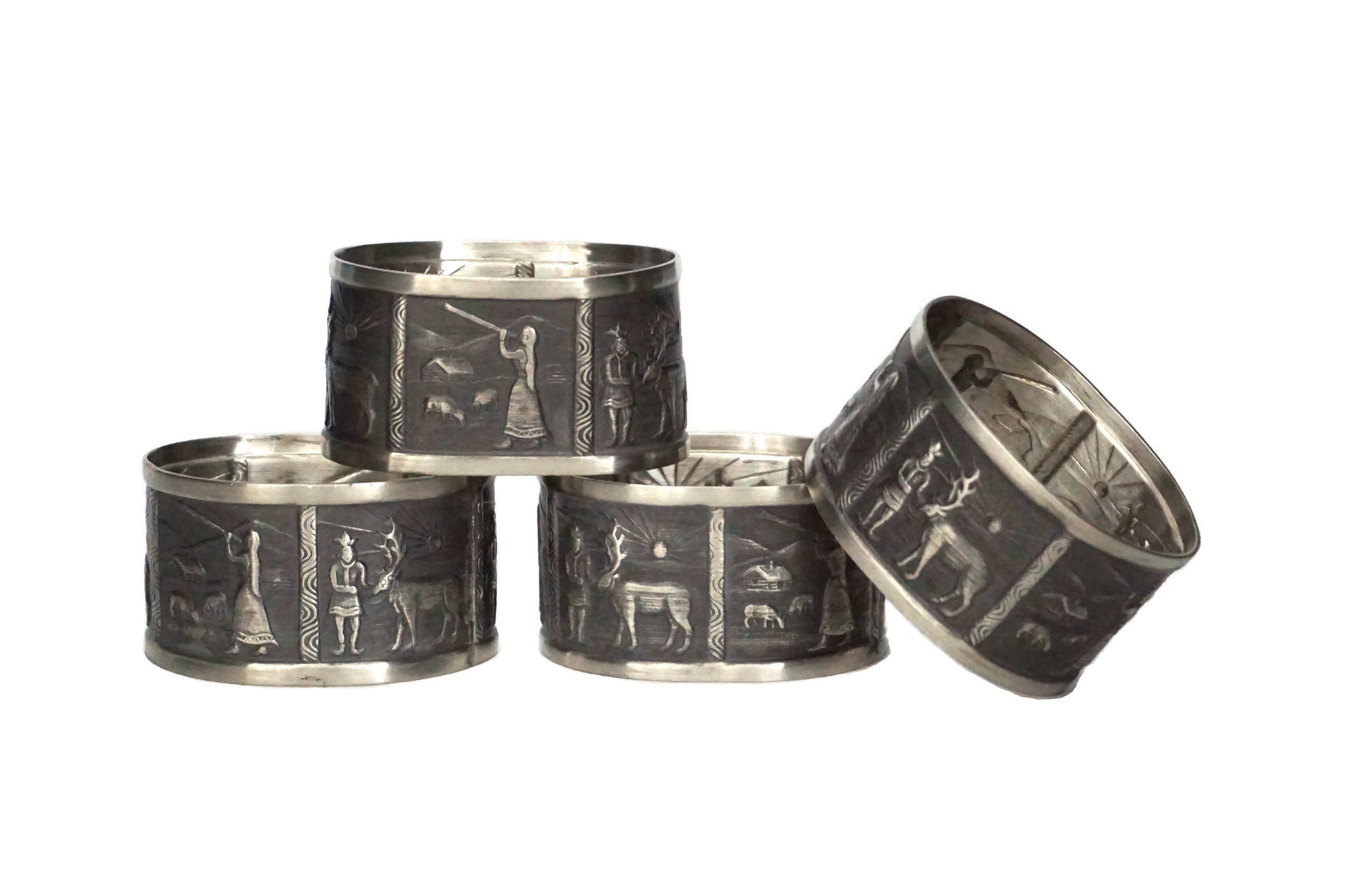 Antique pewter 2024 napkin rings