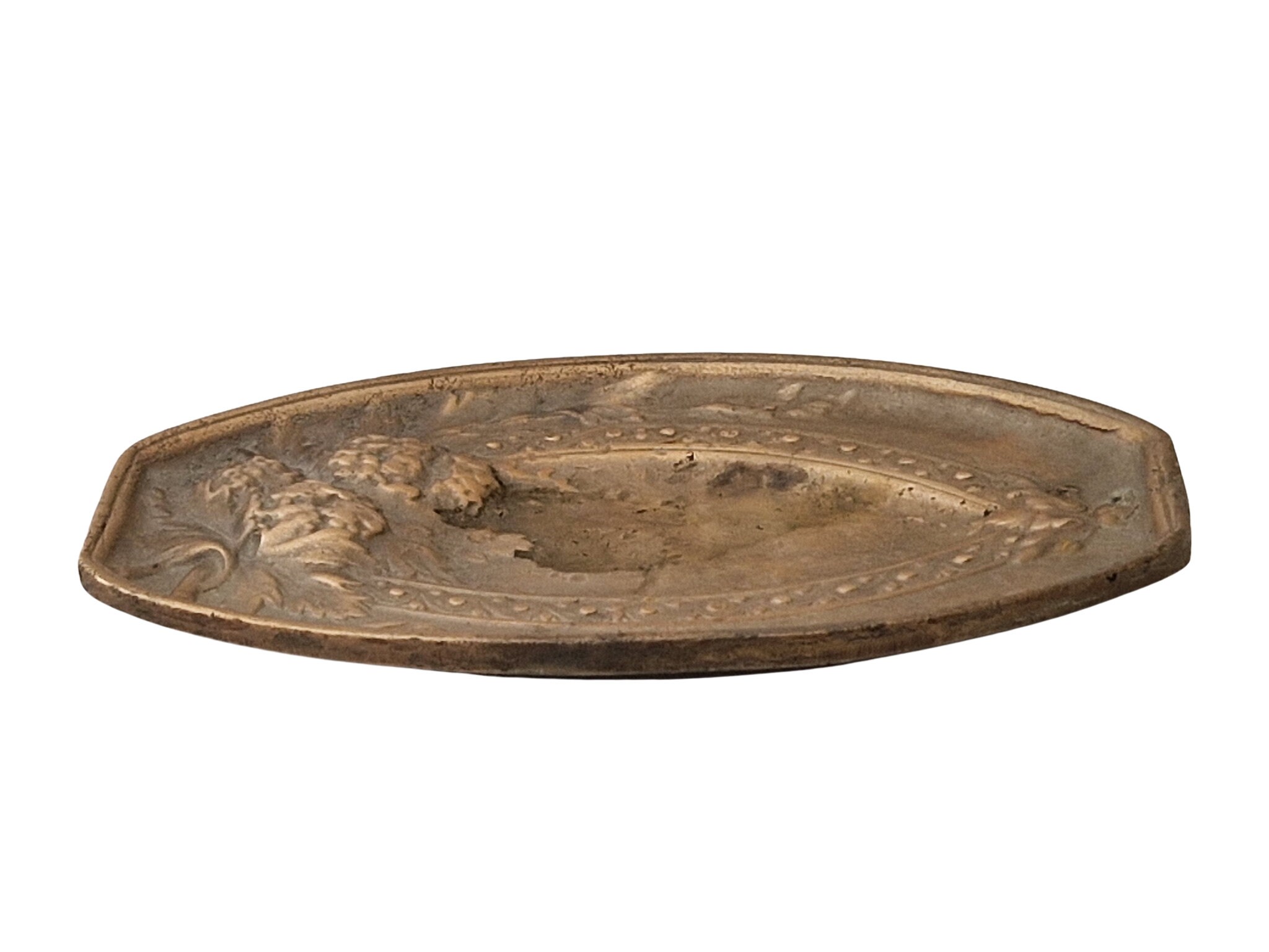 Antique French Bronze Ring Dish And Catchall Coin Tray With Flowers And 