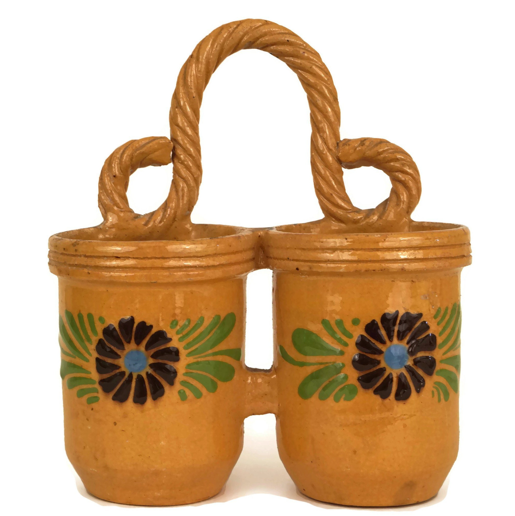 RESERVED for K. Rustic French Pottery Cutlery Holder, Country Kitchen