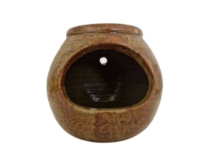 French Stoneware Salt Pig Cellar, Vintage Rustic Pottery Condiment Jar