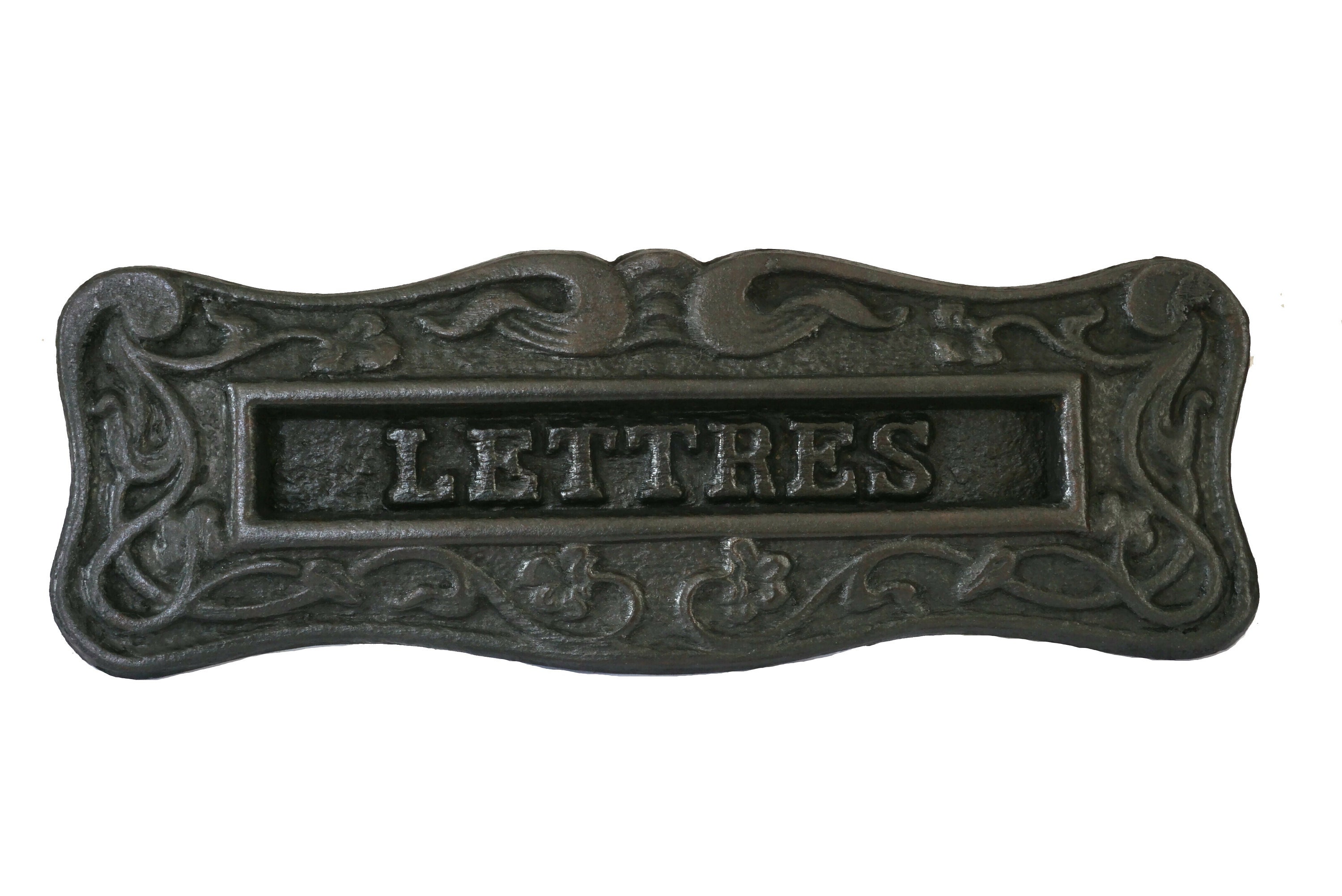 Antique French Letter Box Flap, Art Nouveau Mailbox Slot Cover