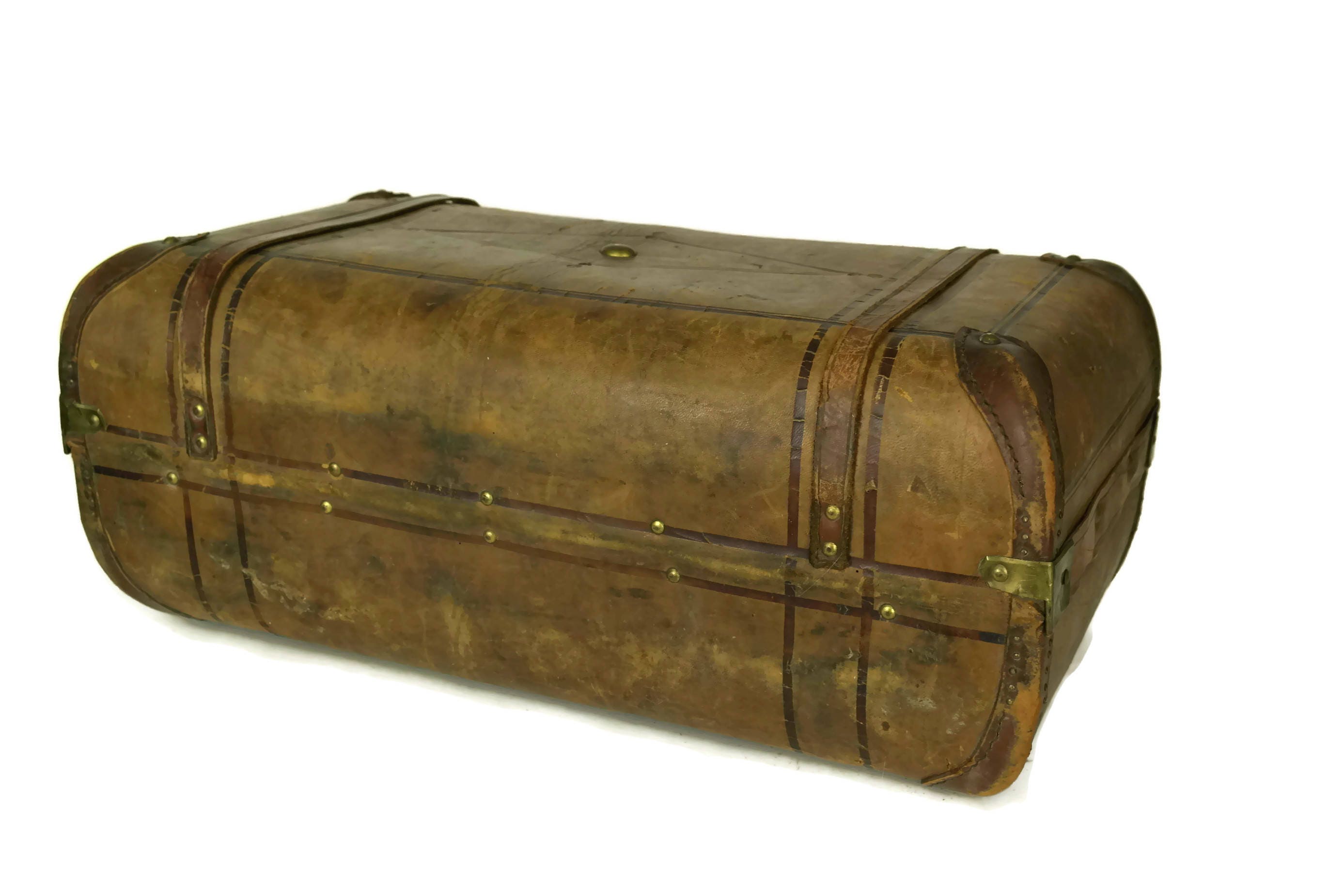 RESERVED for Springray. Antique Leather Suitcase. French Luggage with