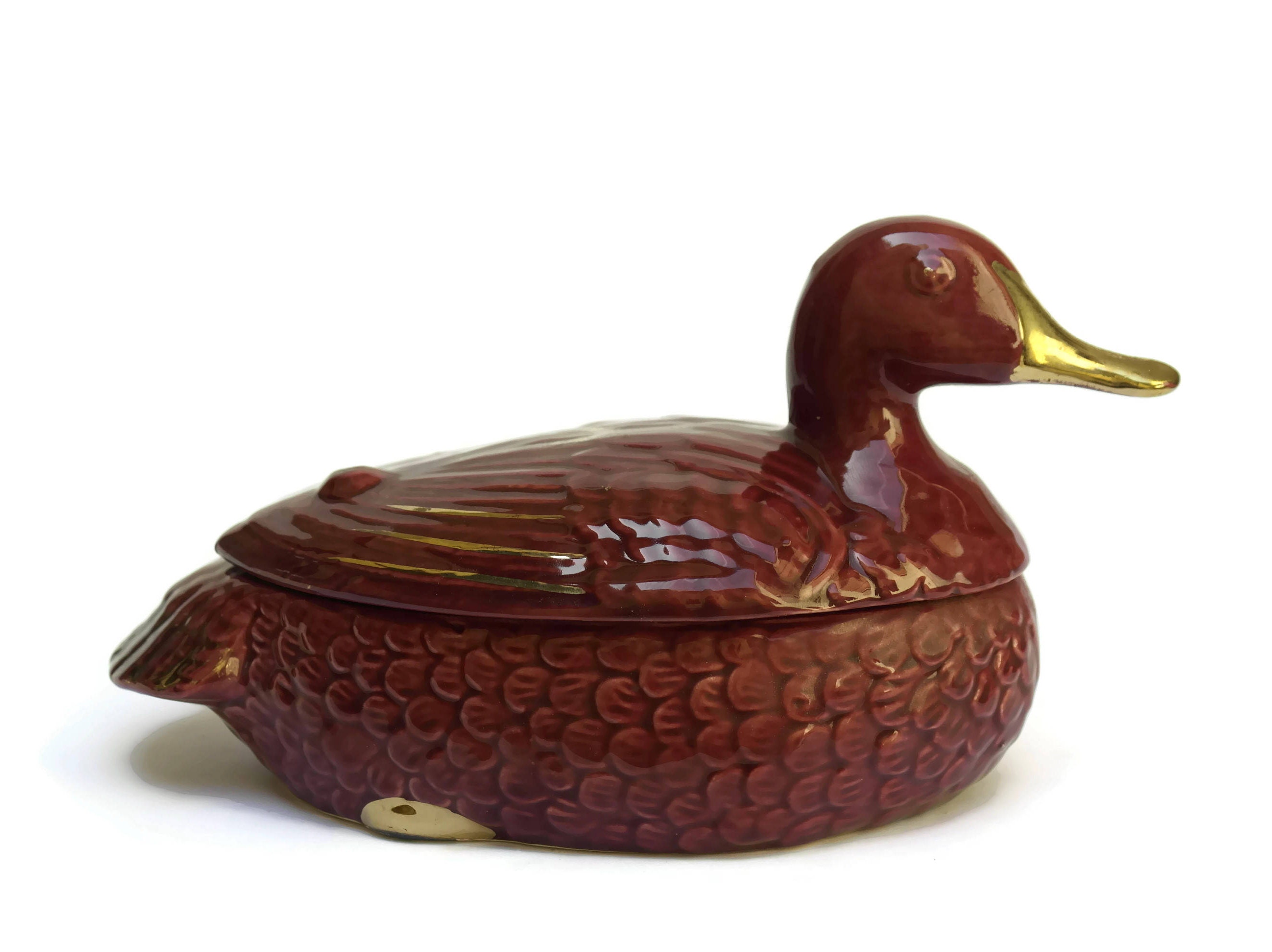 Mid Century Pottery Duck Tureen.