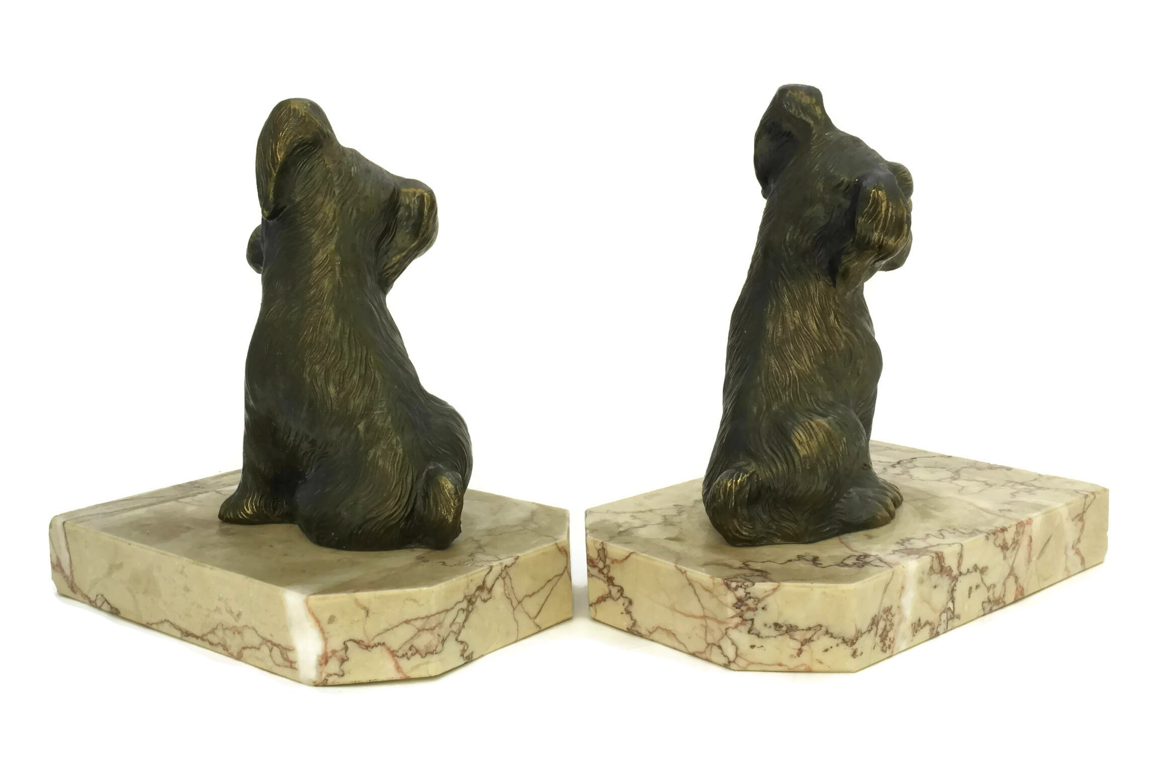 Art Deco Dog Bookends. Terrier Figural Book Ends. Art Deco Animal