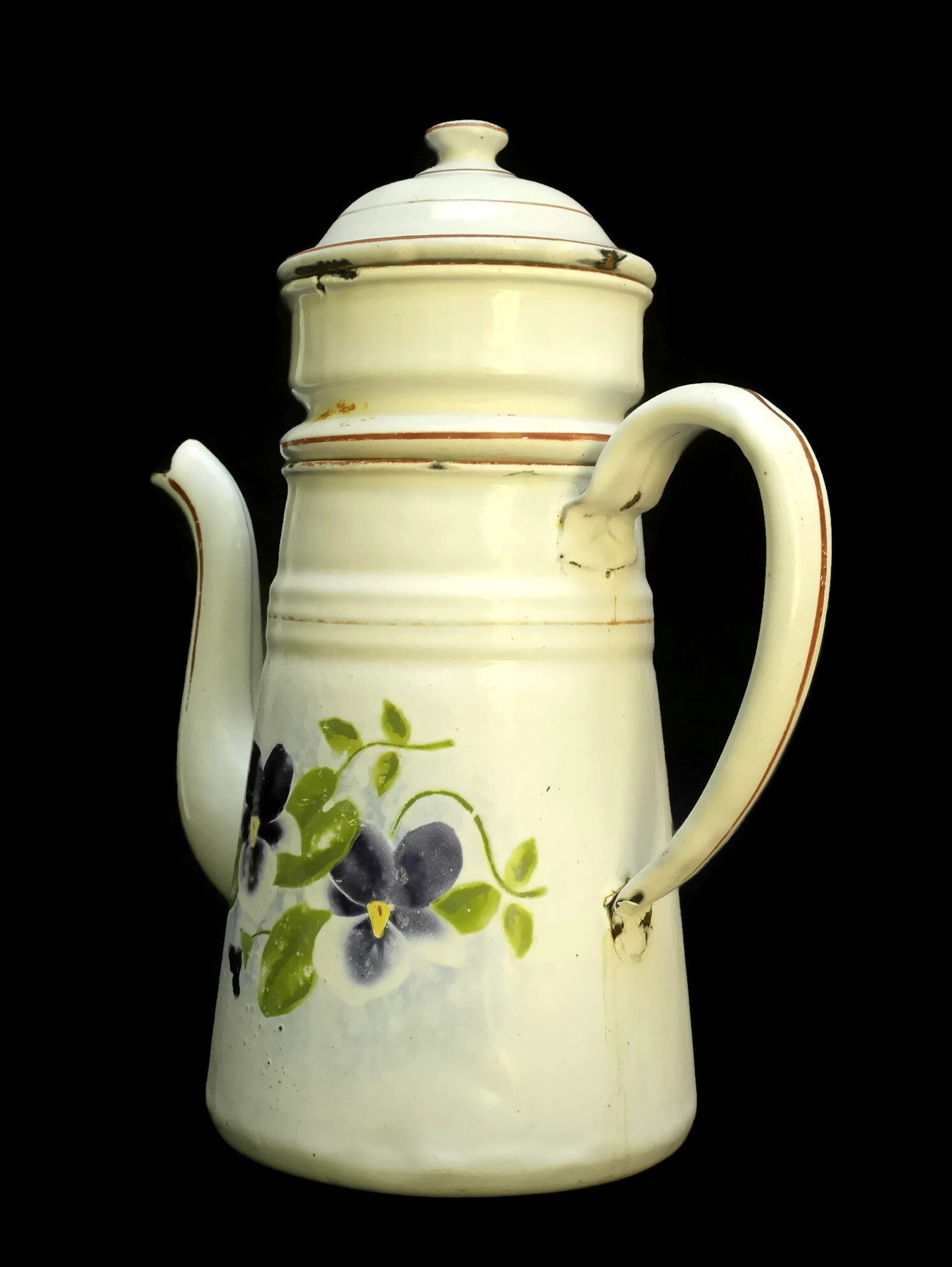 Shabby French Enamel Coffee Pot.