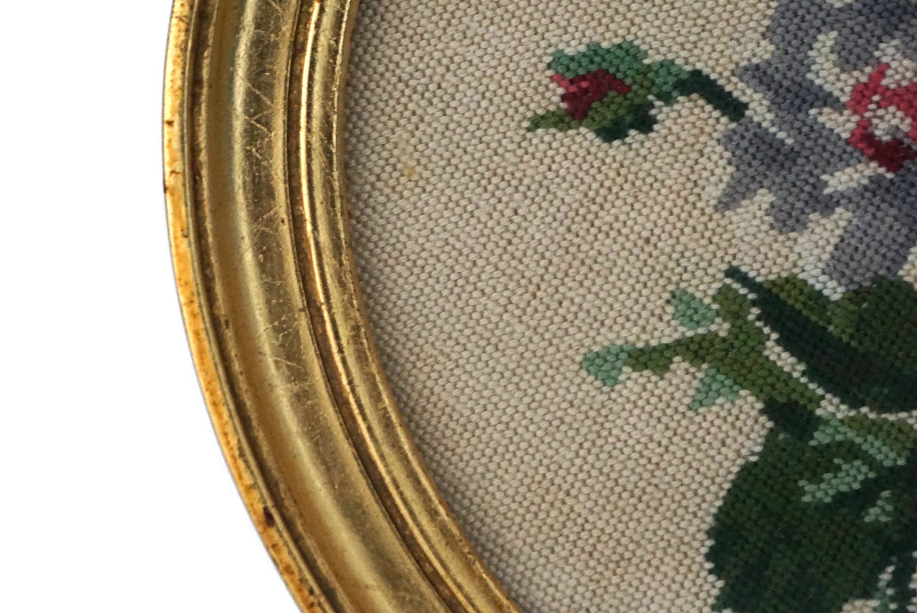 Reserved Antique French Flower Needlepoint Tapestry, Framed Floral Art