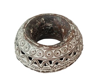 Ife Tribe Royal Bronze Bracelet, Large Decorative African Sculptural Bangle, Tribal Trading Accessory