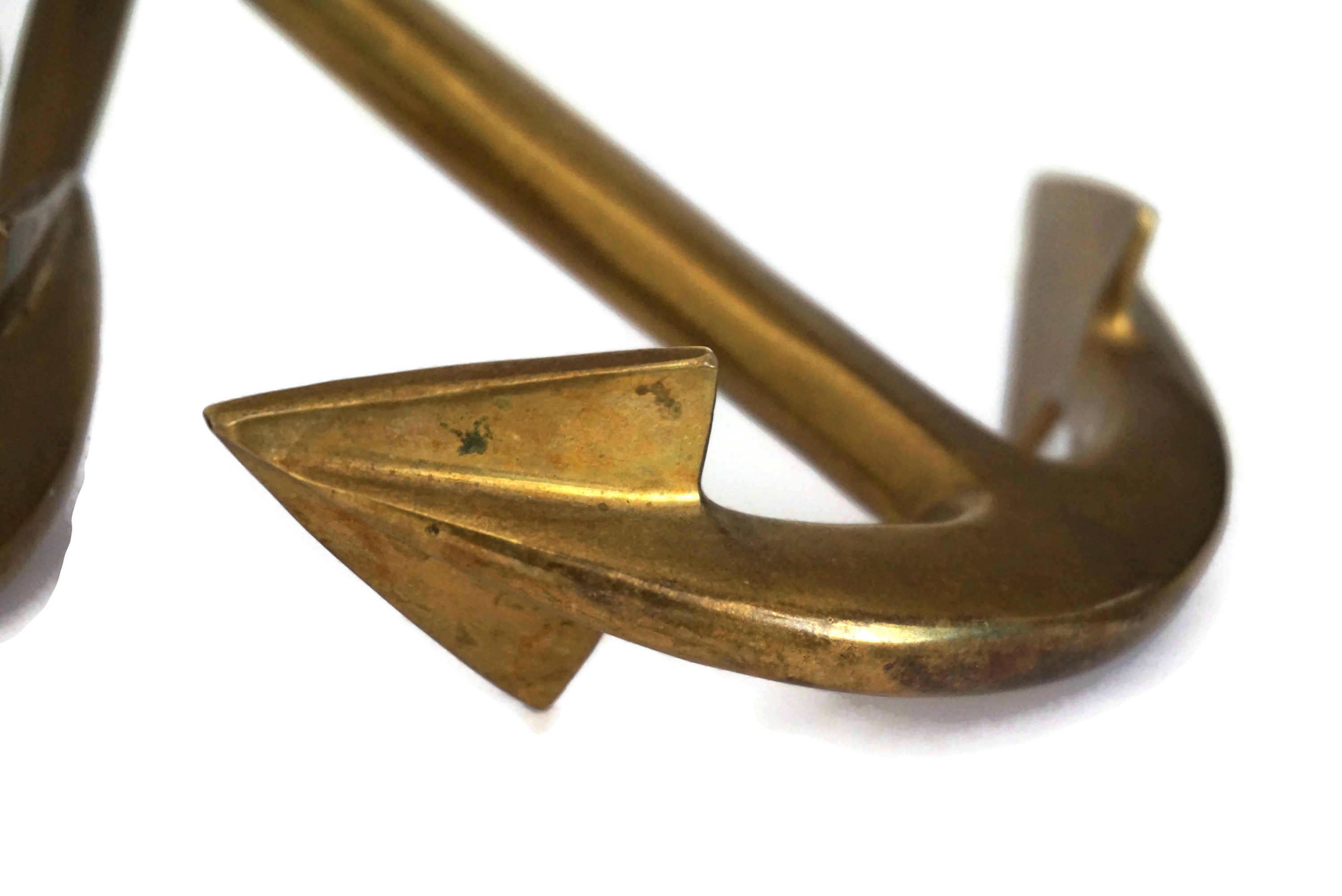 Brass Anchor Candle Holder Pair, Vintage Nautical and Coastal Home Decor