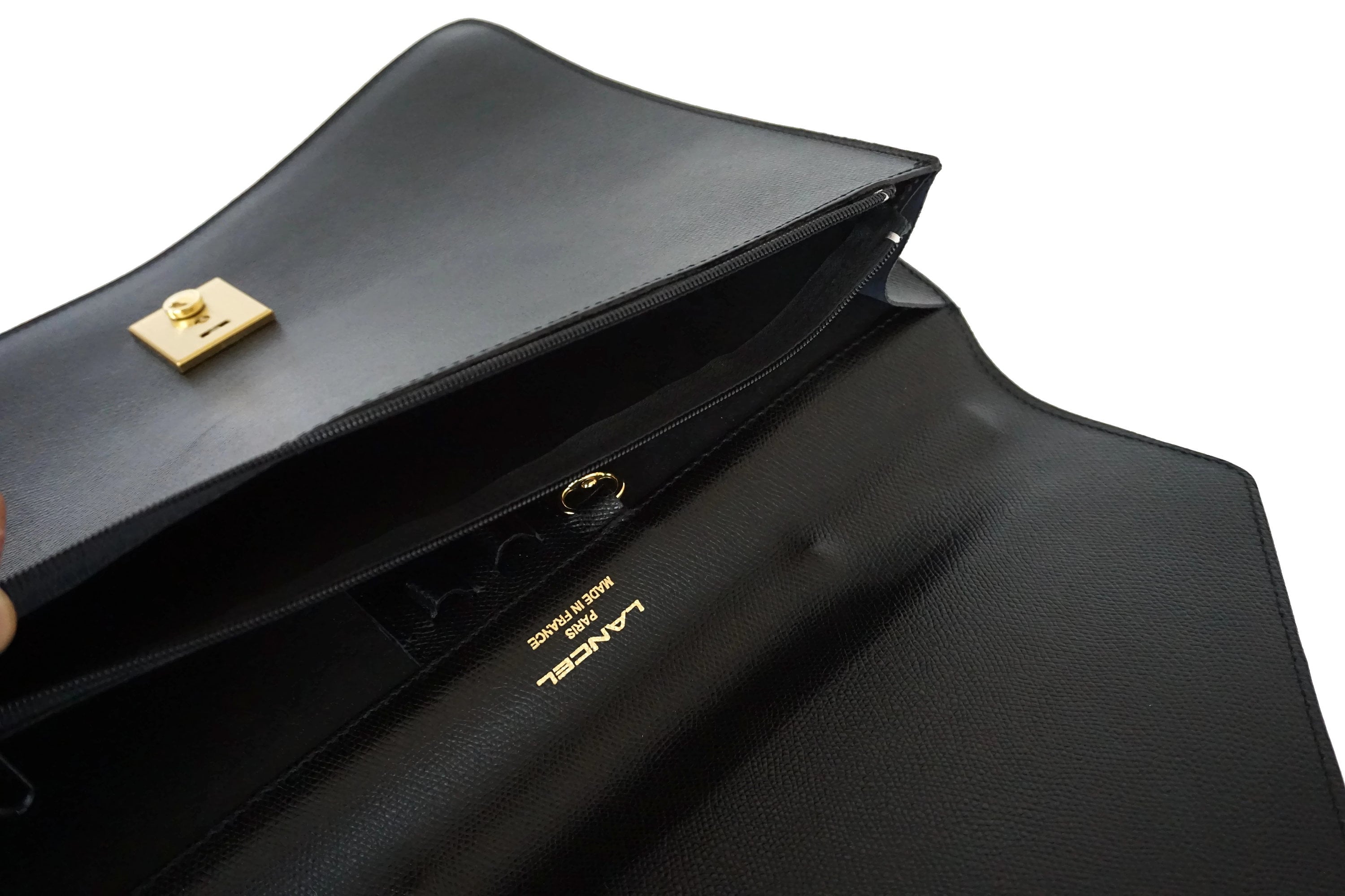 Lancel Leather Portfolio Briefcase, Vintage French Attache Case