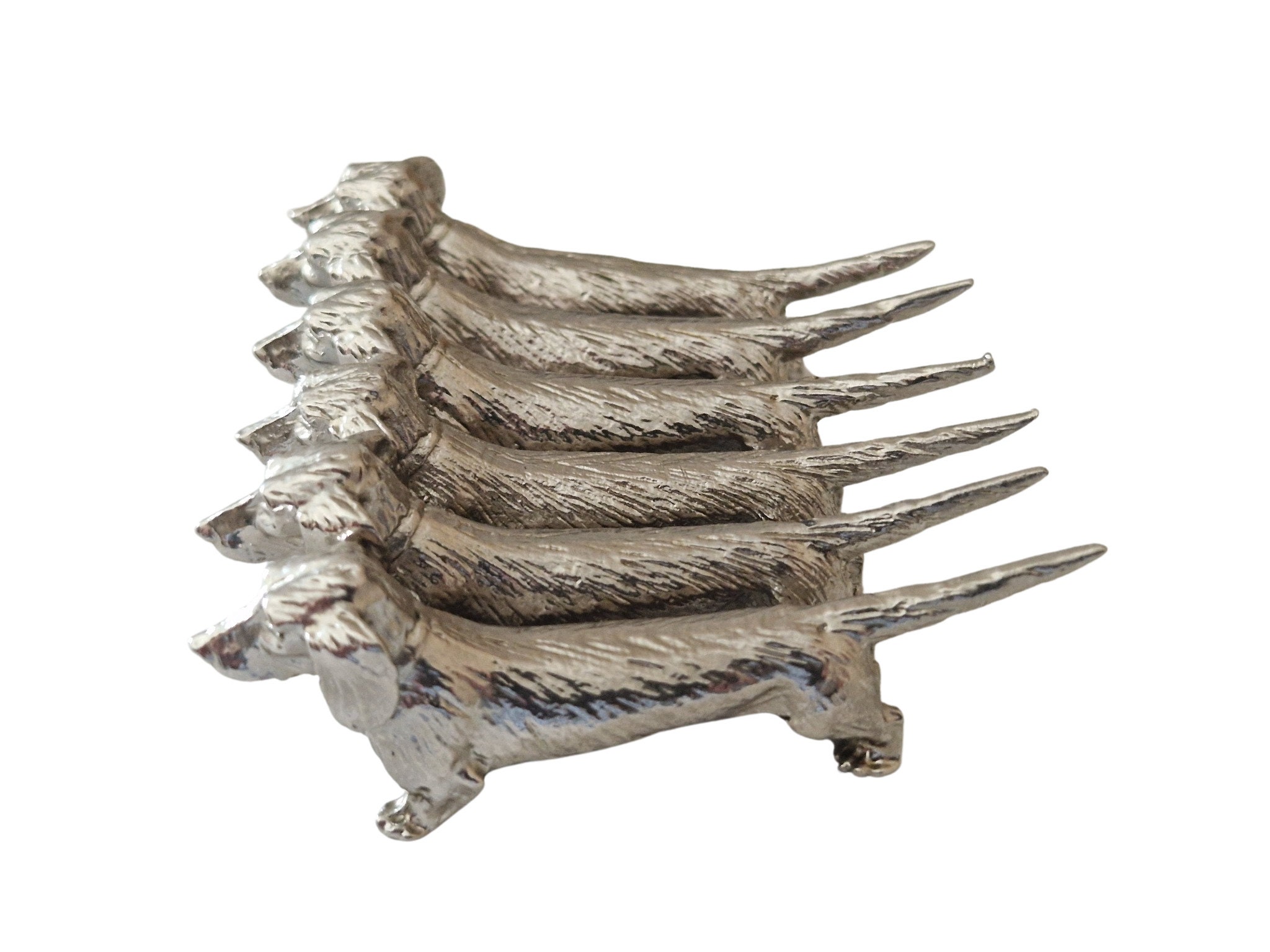 French Dachshund Knife Rests Set of 6, Animal Cutlery Holders, Dog