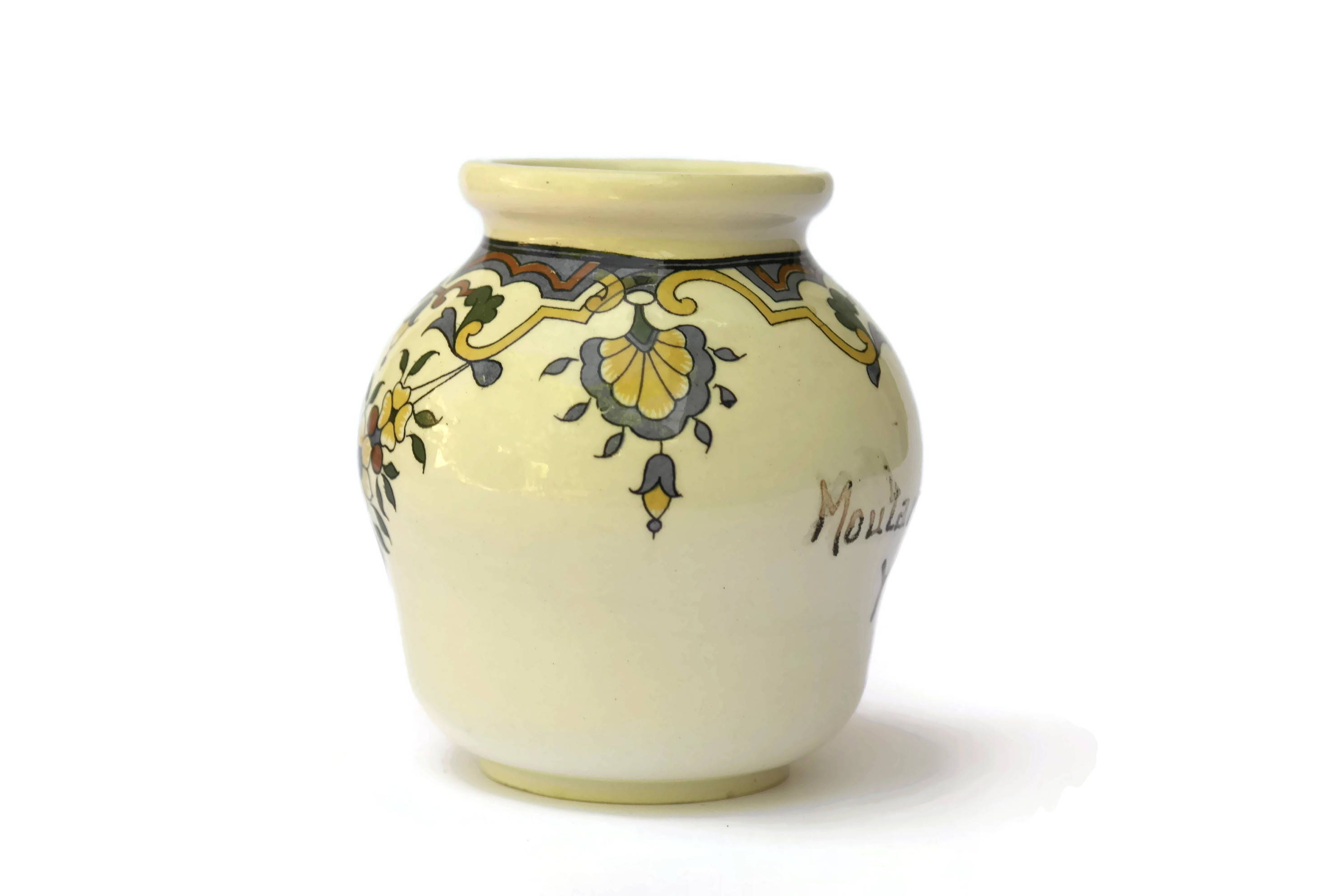 Vintage Digoin Sarreguemines French Faience Mustard Pot. Pottery