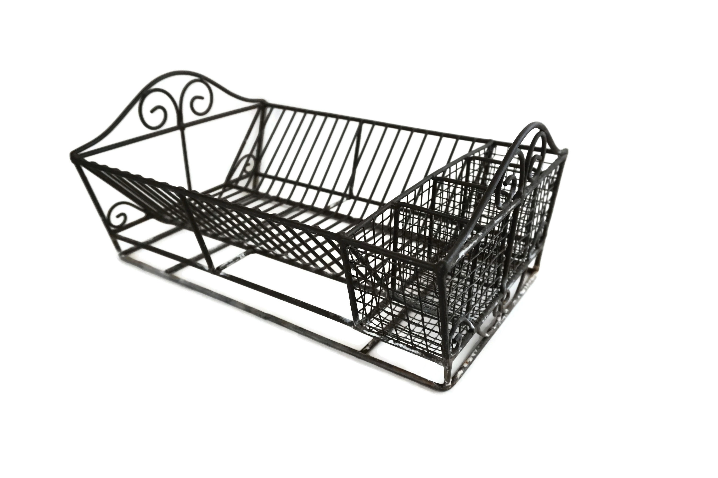 French Dish Rack, Rustic Metal Wire Draining Board Plate Rack, Old Iron  Kitchen Sink Drying Rack, Vintage Country Farmhouse Drying Rack 