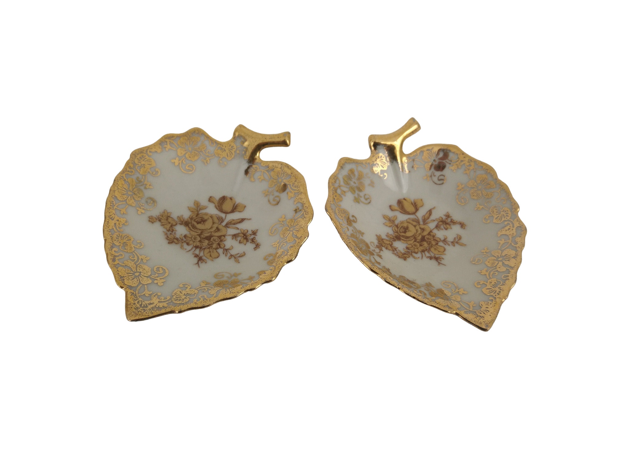 Bols de Cave en Porcelaine Limoges et Poivre, Paire Français Sels Ouverts Céramique d'or