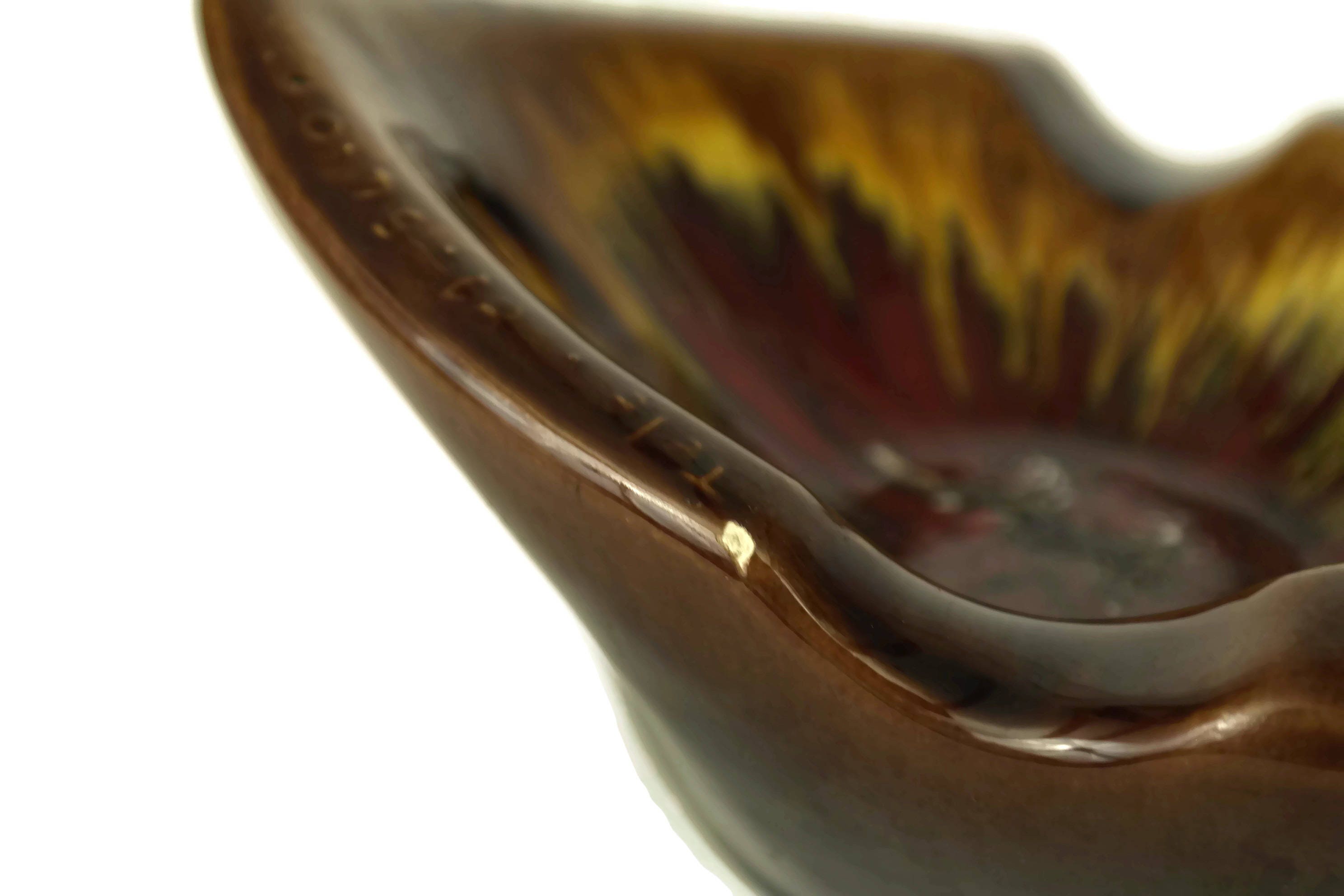 Mid Century Pottery Ashtray. Avignon Souvenir. French Vallauris Ceramic Cigar Ashtray. Brown and