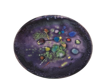 Abstract Mid Century Enamel Painted Metal Ring Dish