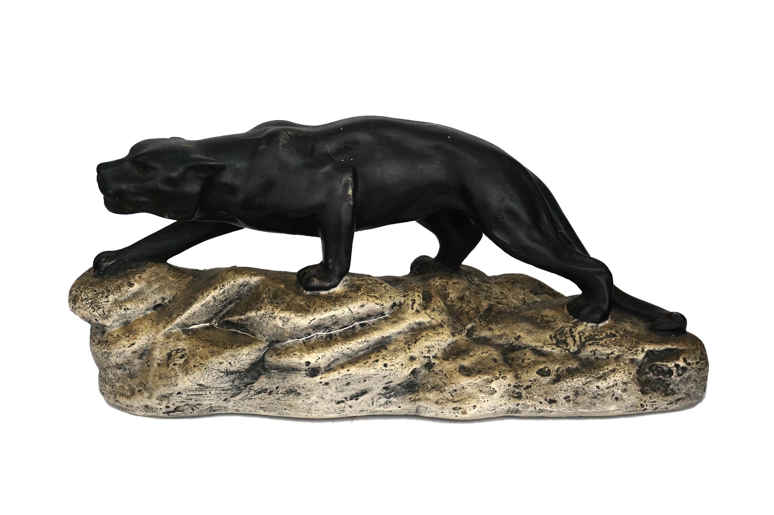 antique black panther statue