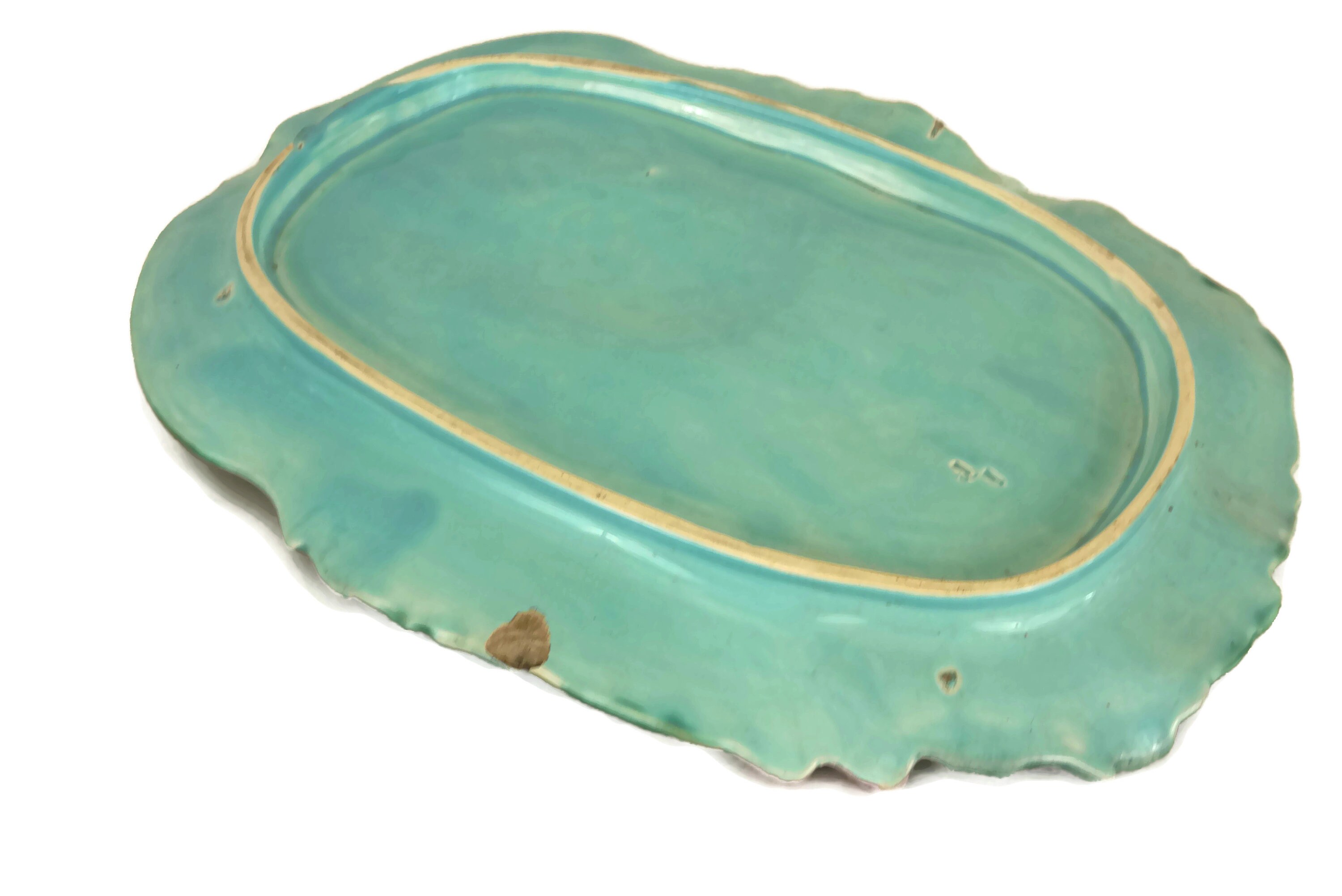 Antique Asparagus Server Platter, French Majolica Cradle and Drainer