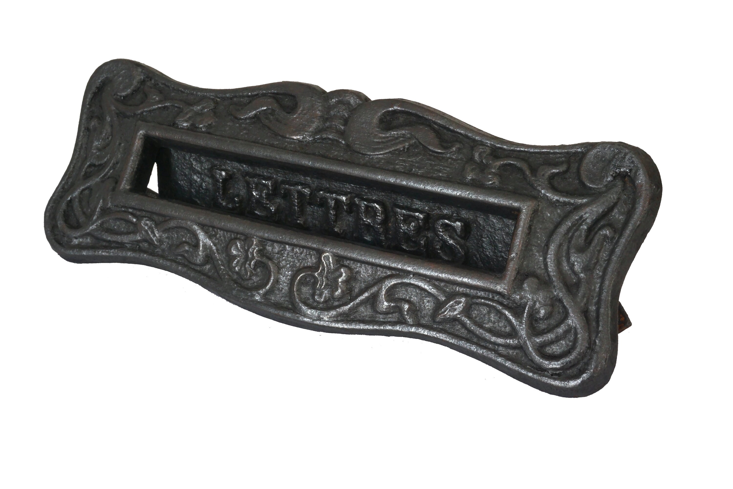 Antique French Letter Box Flap, Art Nouveau Mailbox Slot Cover