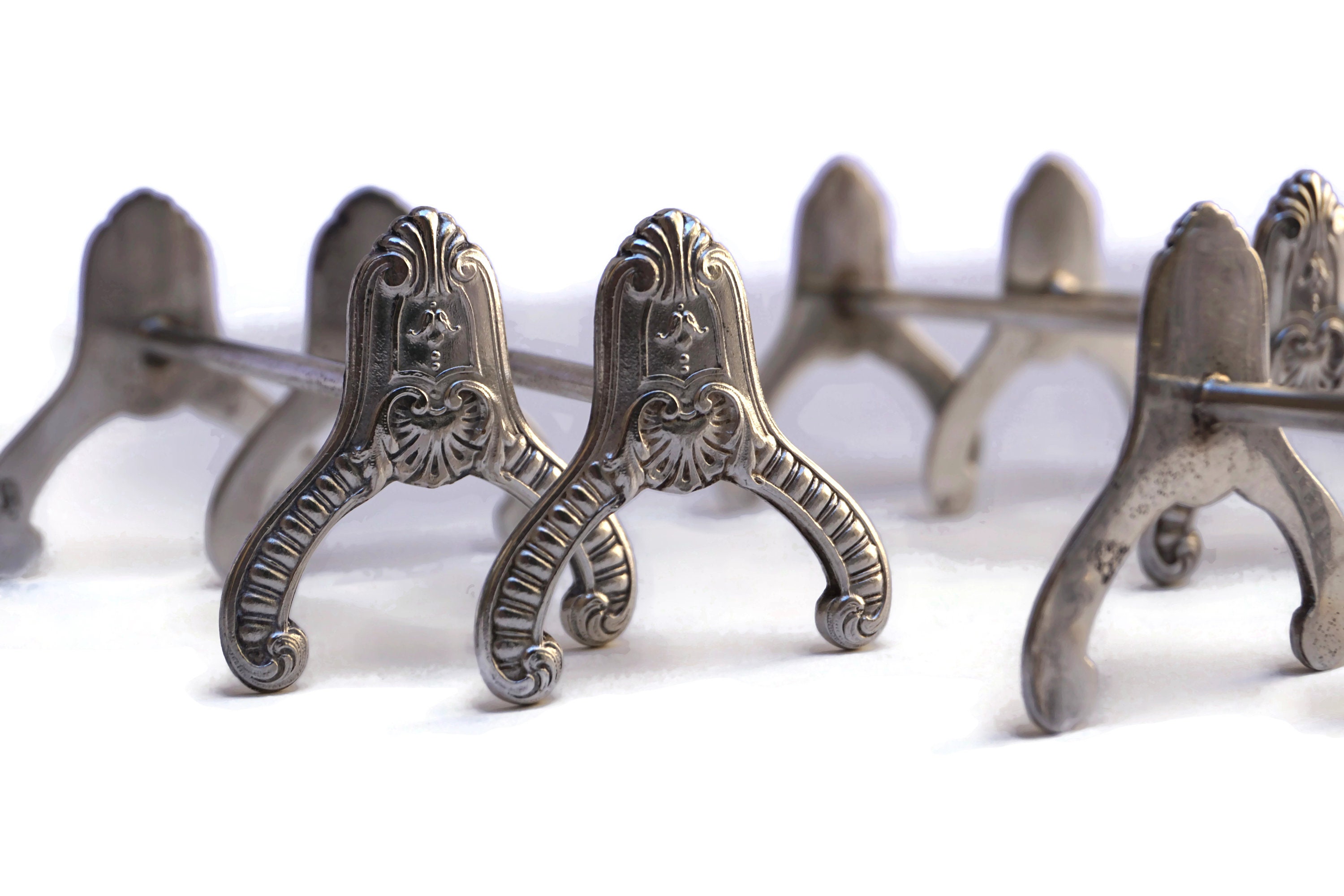 French Antique Boulenger Silver Knife Rests, 19th Century Silverware