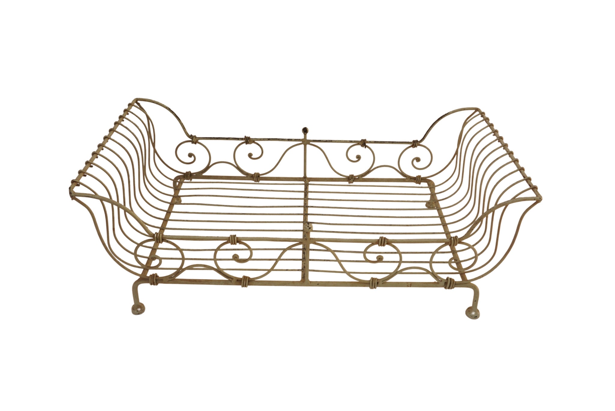 French Wrought Iron Pet Bed, Small Dog and Cat Basket