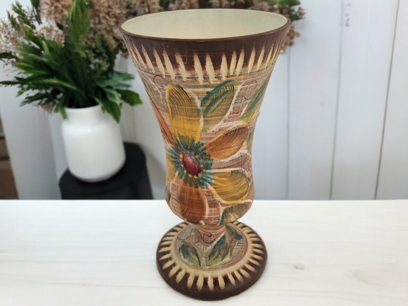 1960s Hand Painted Ceramic Vase