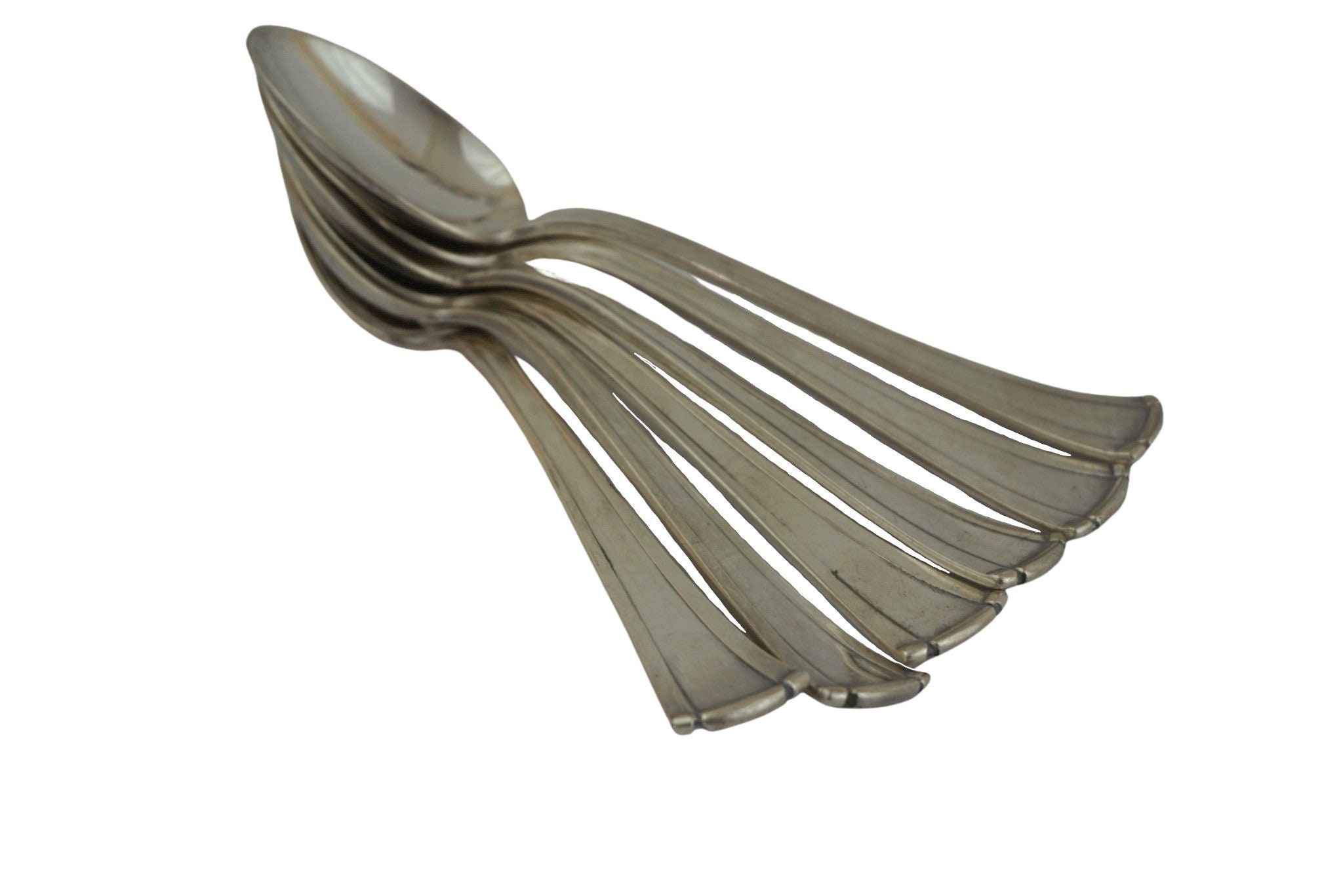 Silver Plated Tea Spoon Set with GV engraved Monogram Initials, French