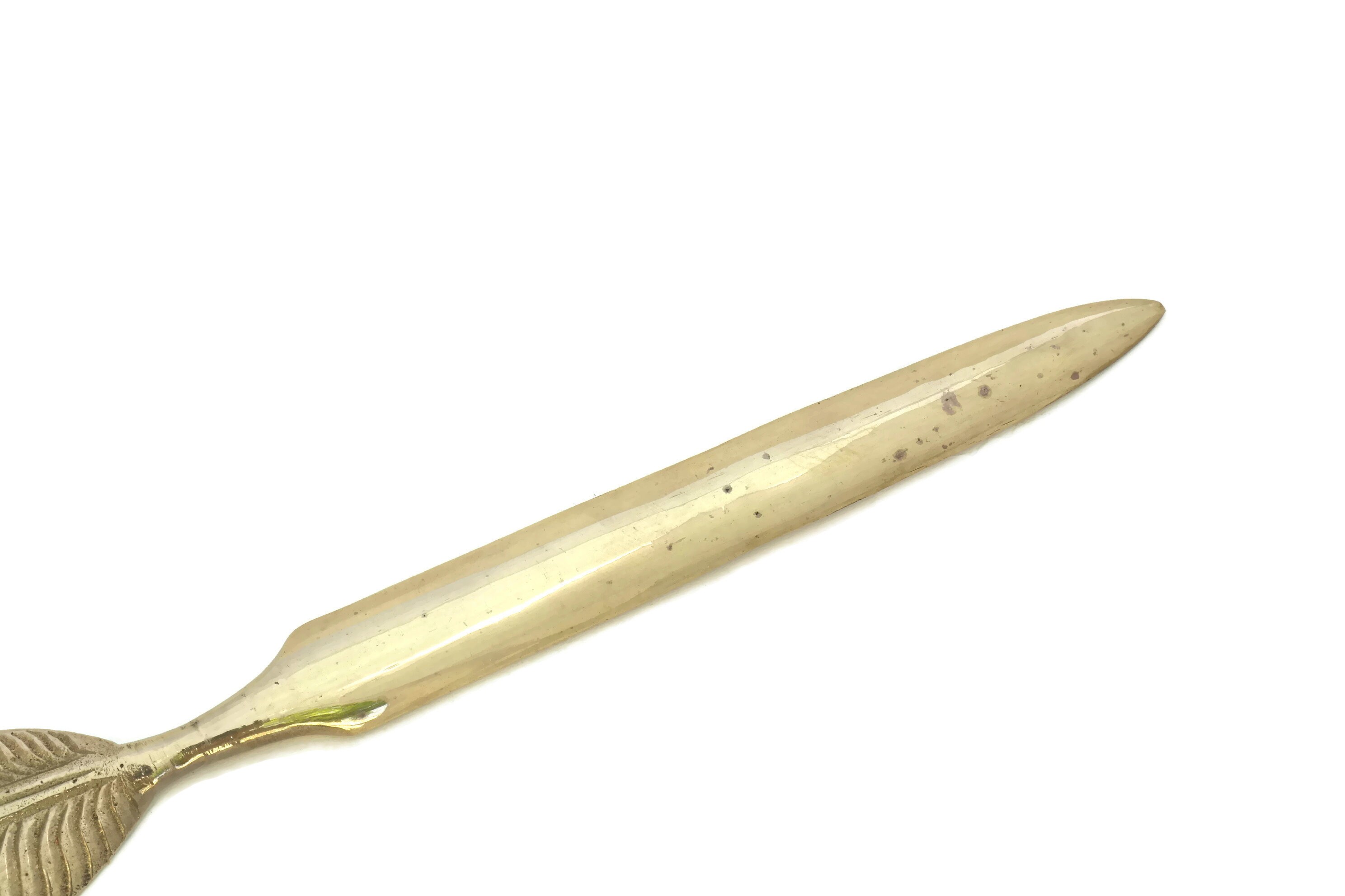 Vintage Brass Feather Letter Opener. Letter Knife Desk Accessory. Gift