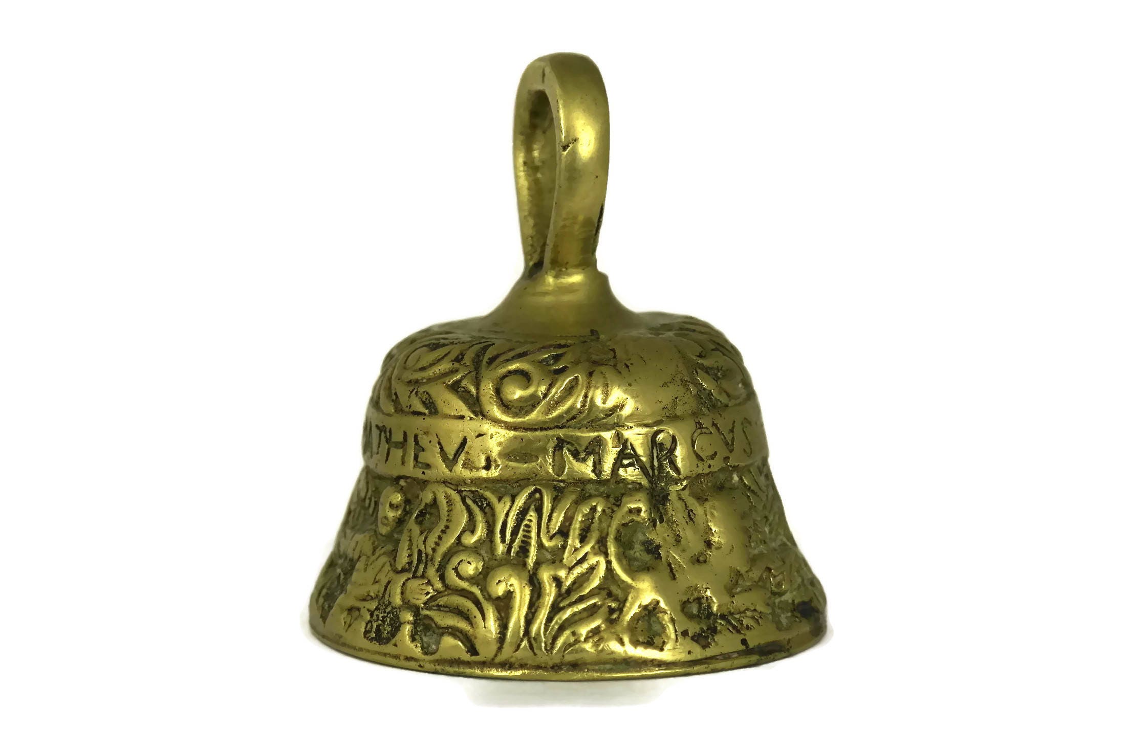Sanctus Bell. Vintage Brass Apostle Table Bell. Catholic Mass Church