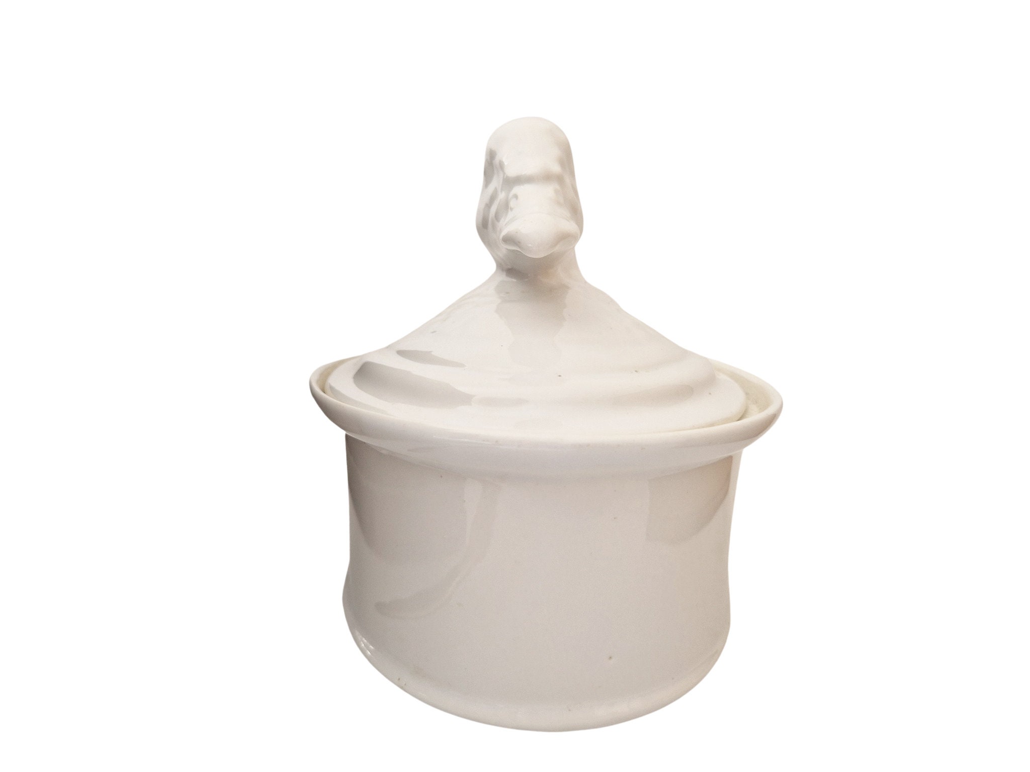 French White Porcelain Duck Tureen, Covered Casserole Terrine Dish