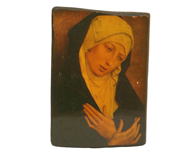 Vintage Virgin Mary Print Portrait, Our Lady Of Sorrows Art Wall Hanging