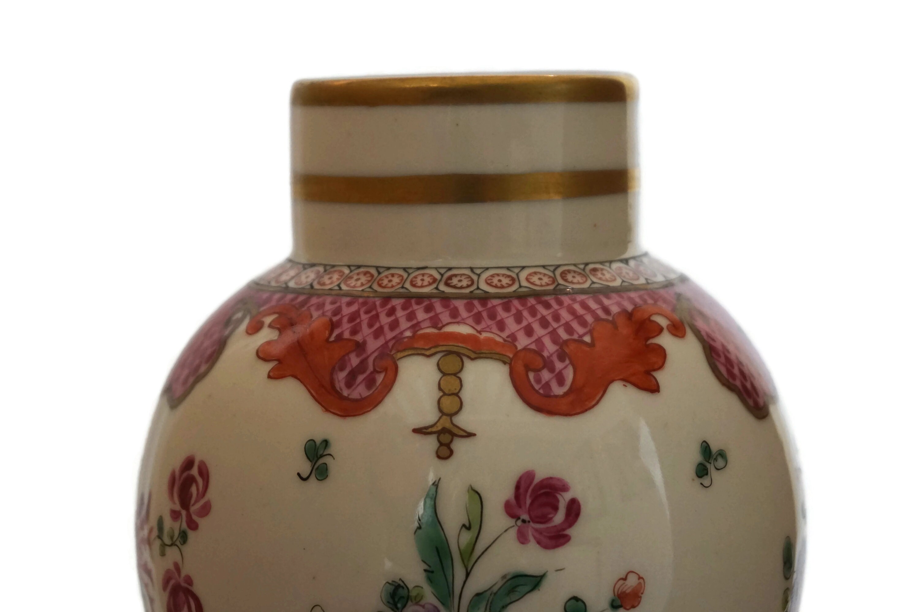 Antique French Porcelain Vase with Hand Painted Flowers By Edme Samson