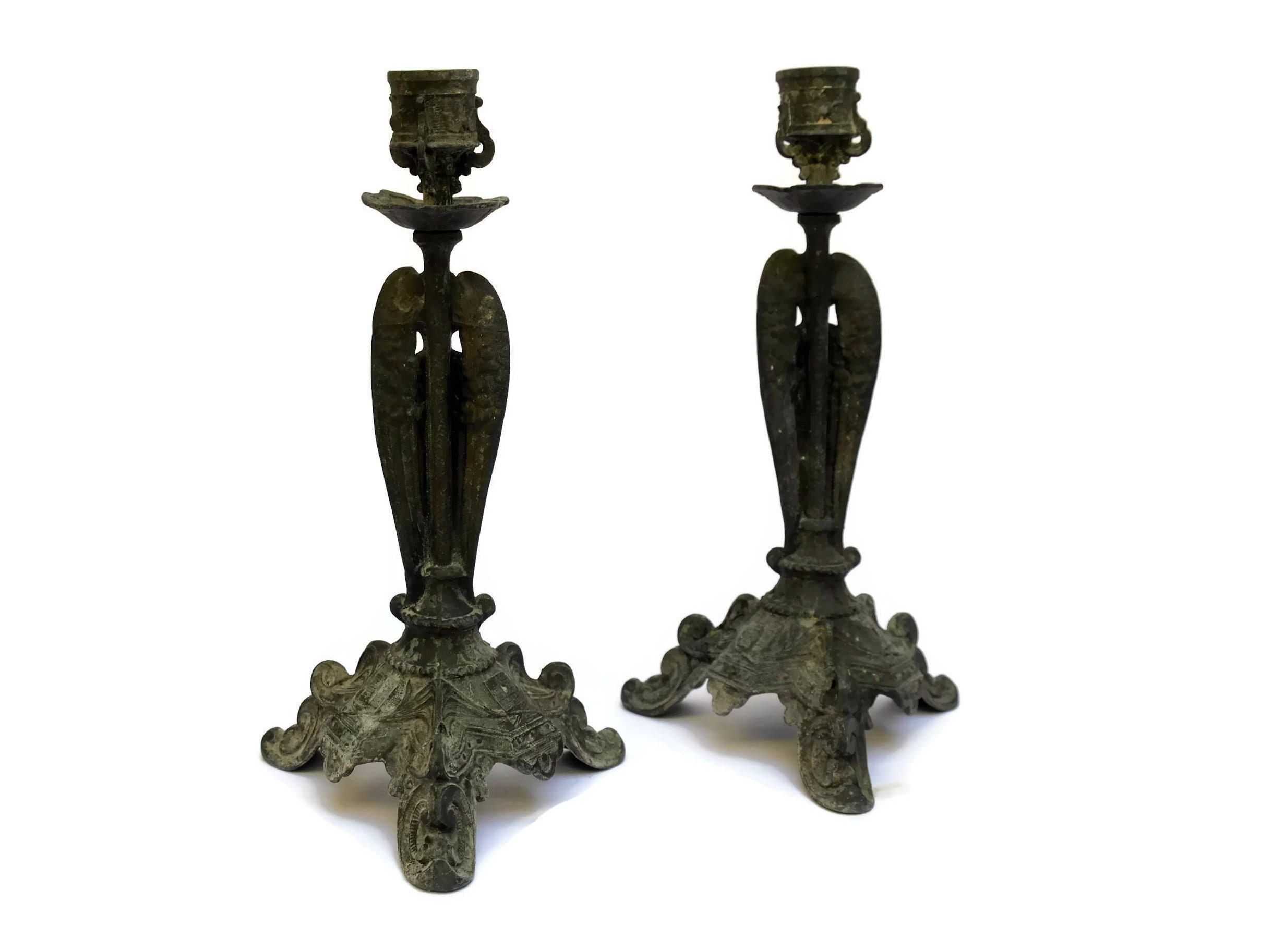 French Antique Angel Candlestick Holders.