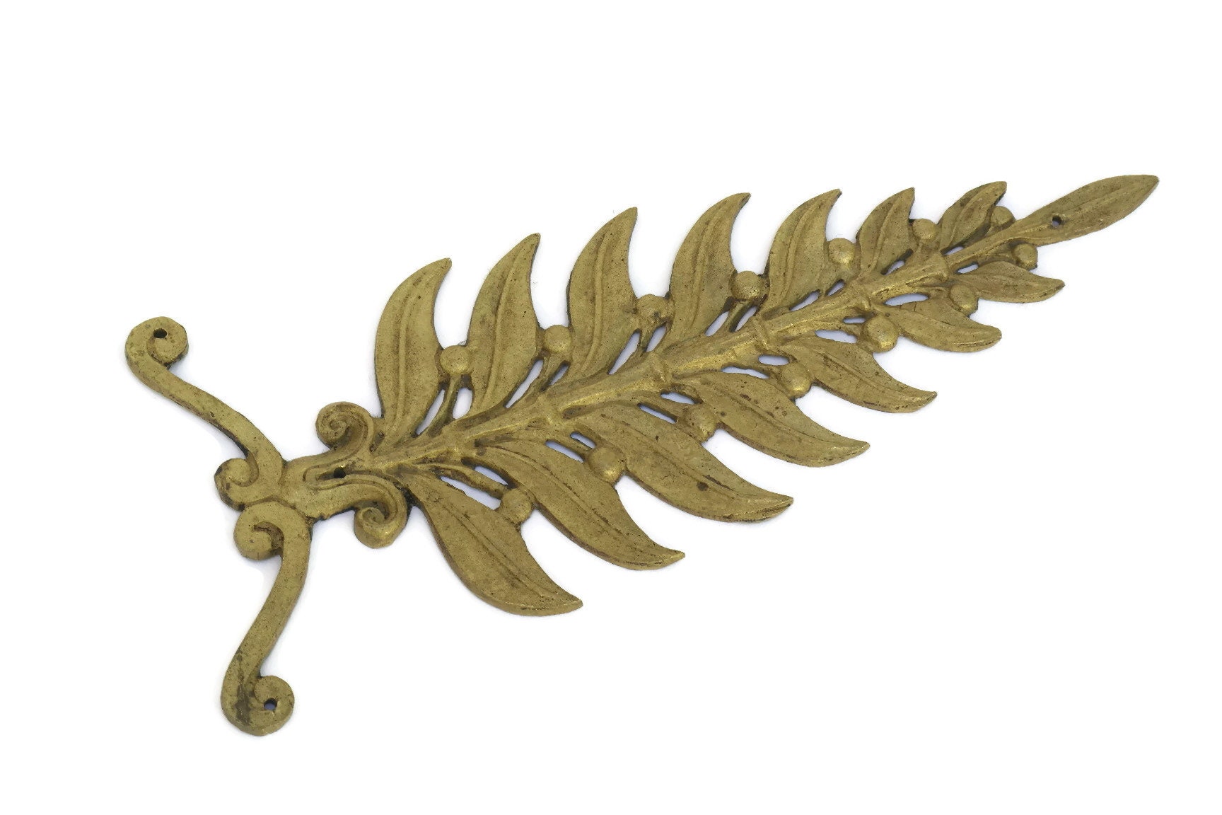 Laurel Leaf Bronze Furniture Ornament, Antique French Hardware Molding
