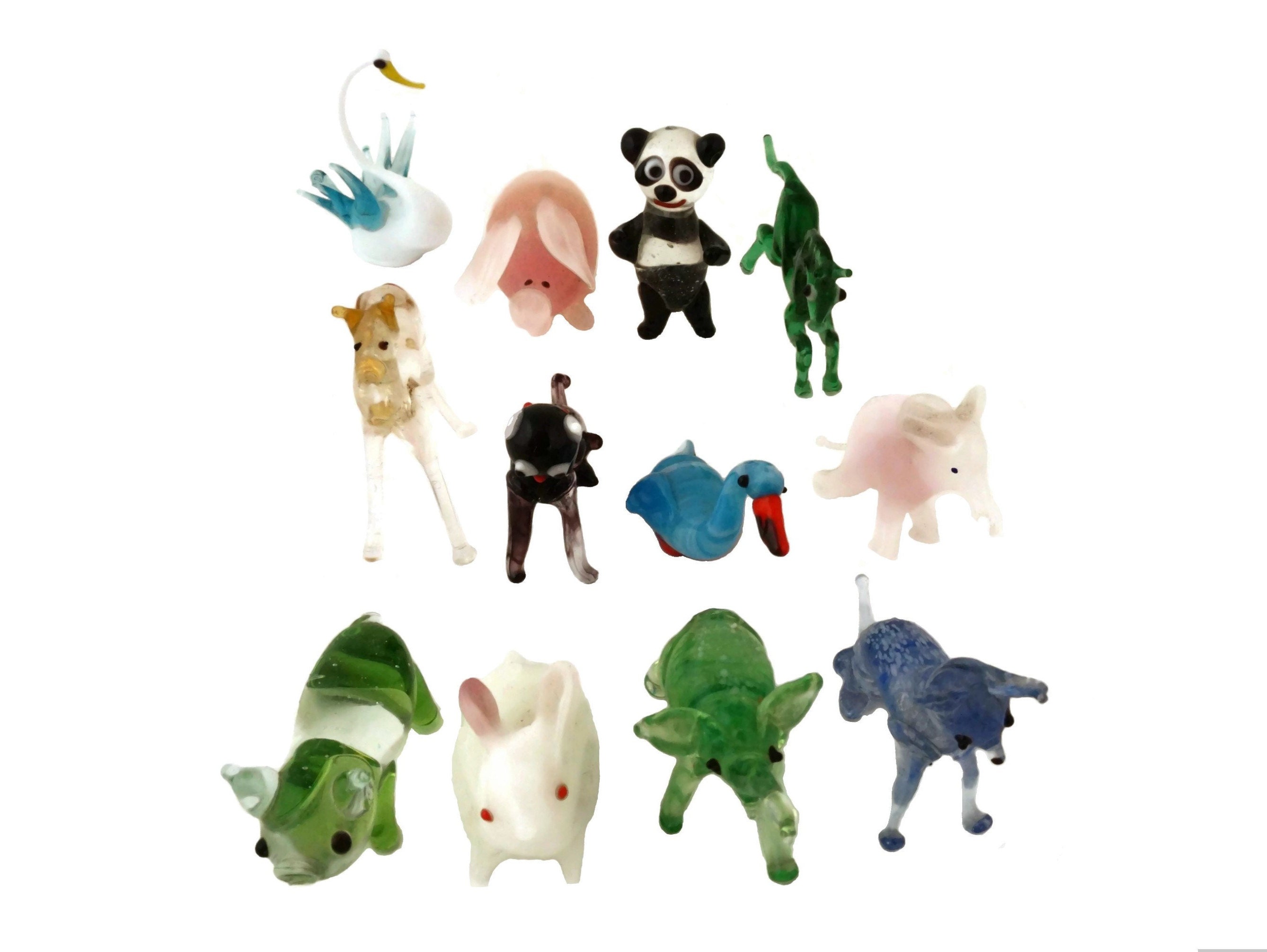 Vintage Miniature Blown Glass Animal, Set of 12 Collectible Murano