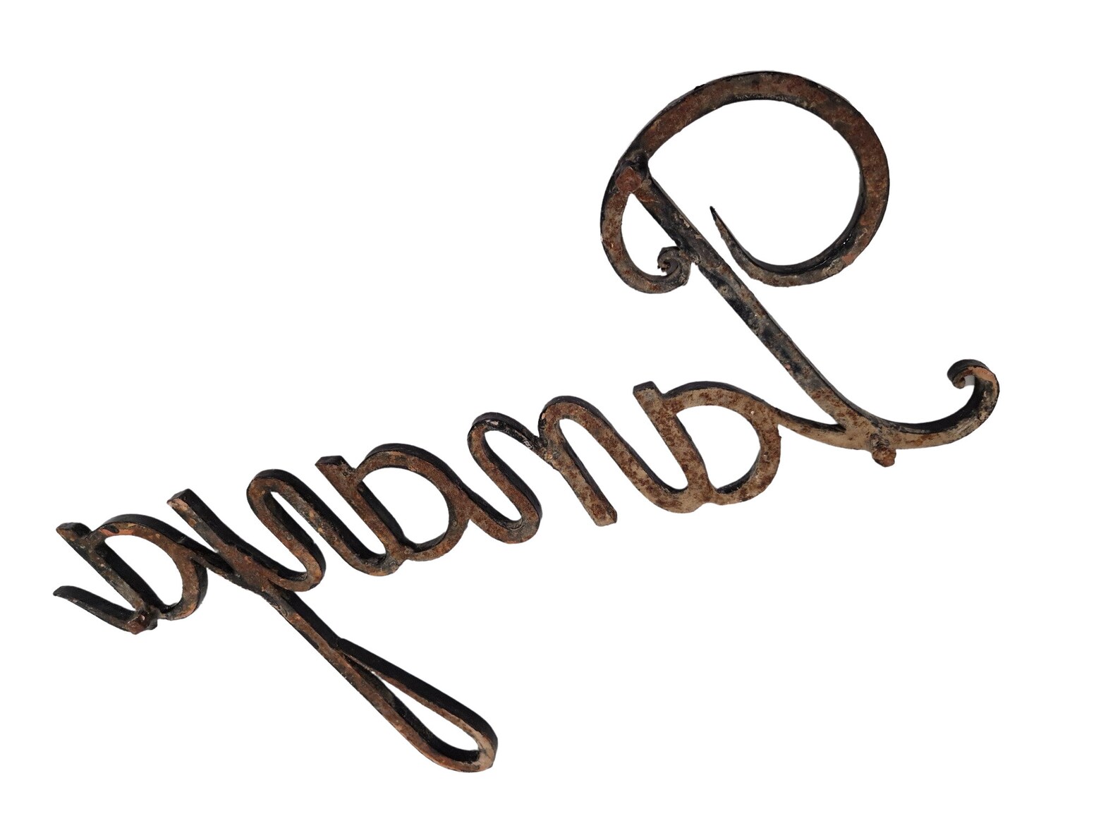 Wrought Iron Home Name Wall Sign Pamaya Cursive Calligraphy Etsy