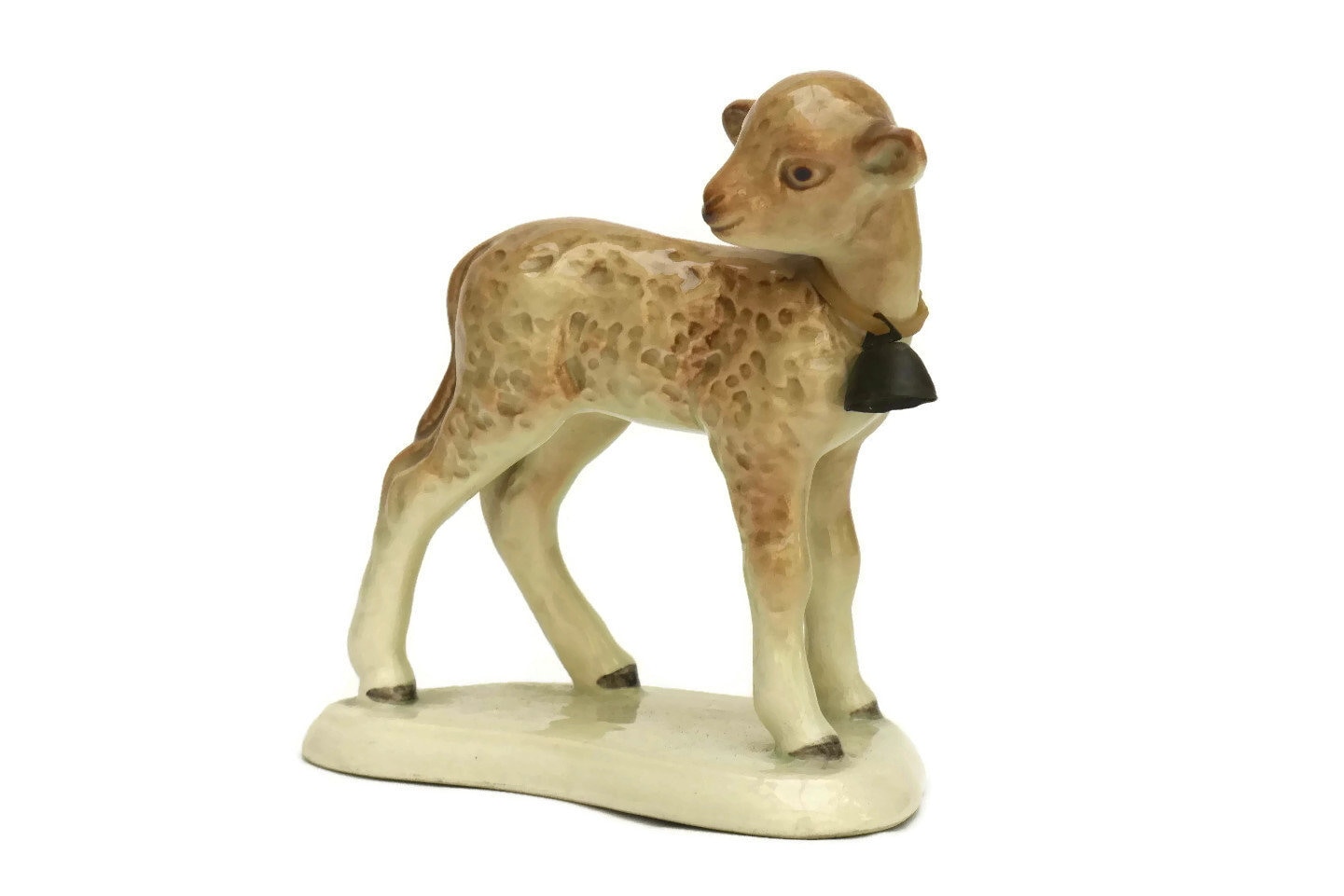 Vintage French Easter Lamb Figurine, Pottery Animal Art Figure