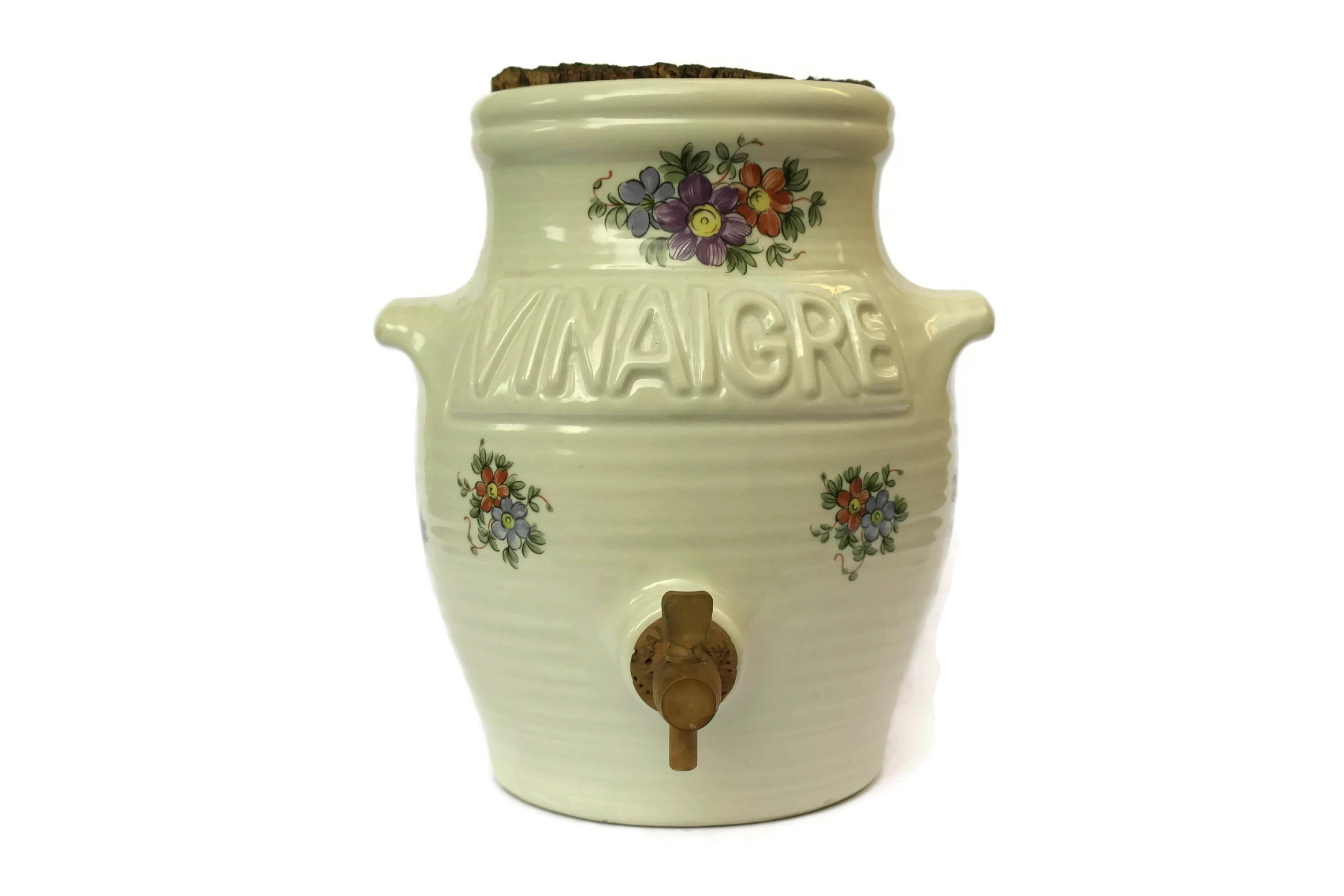 French Wine Vinegar Jug. Porcelaine de Paris Dispenser. Vintage Rustic