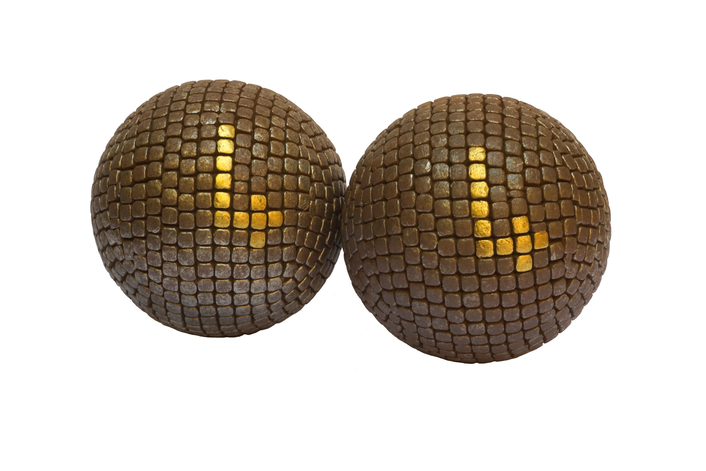 Antique French Petanque Bowling Balls with Nail Studs, Boules Lyonnaises