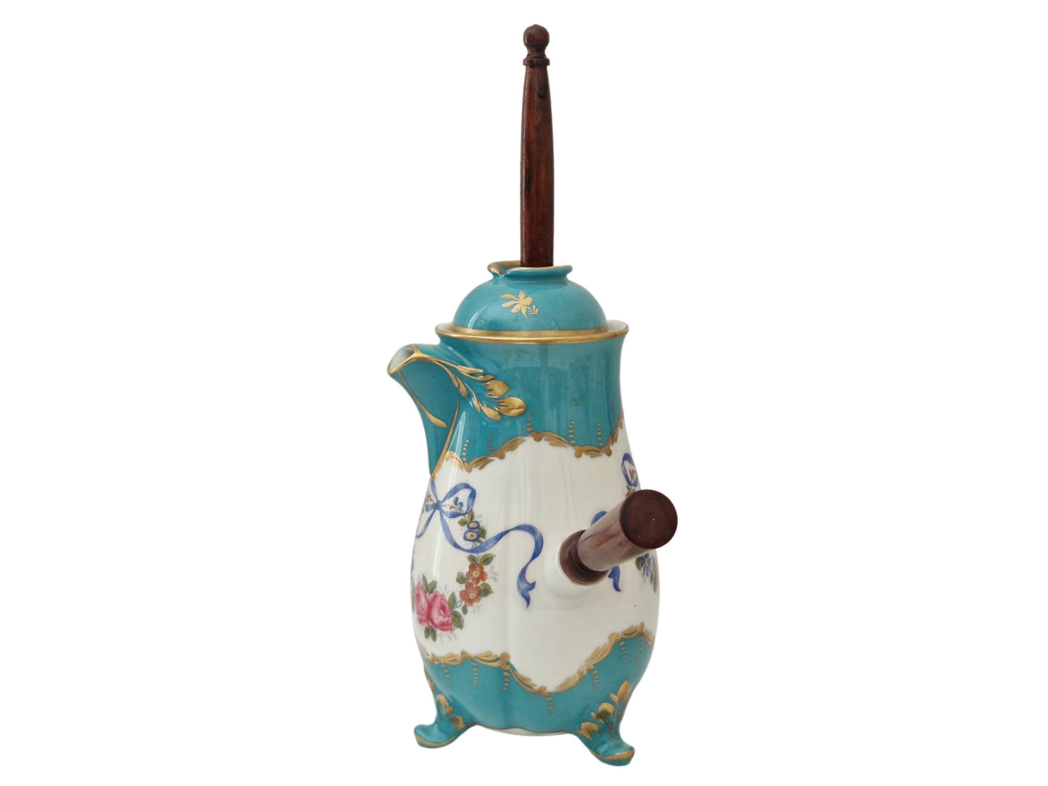 Pillivuyt Porcelain Hot Chocolate Pot, Vintage French Ceramic Cocoa Server