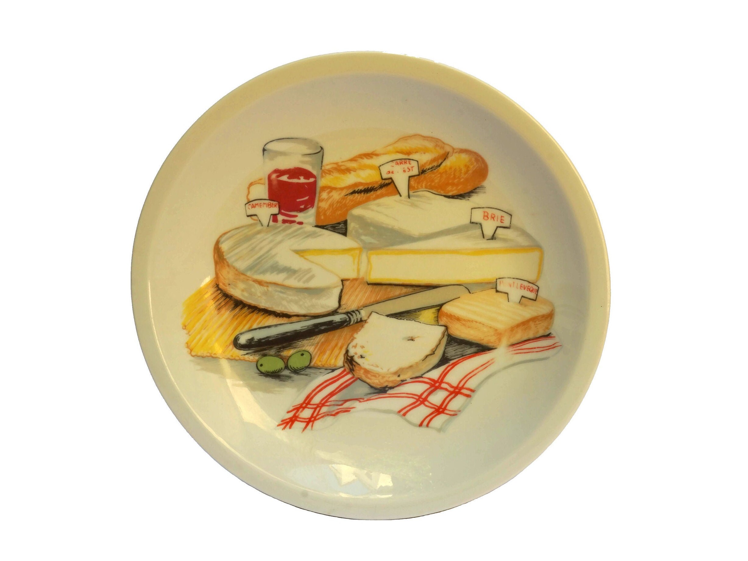 French Porcelain Cheese Plates, Set of 6
