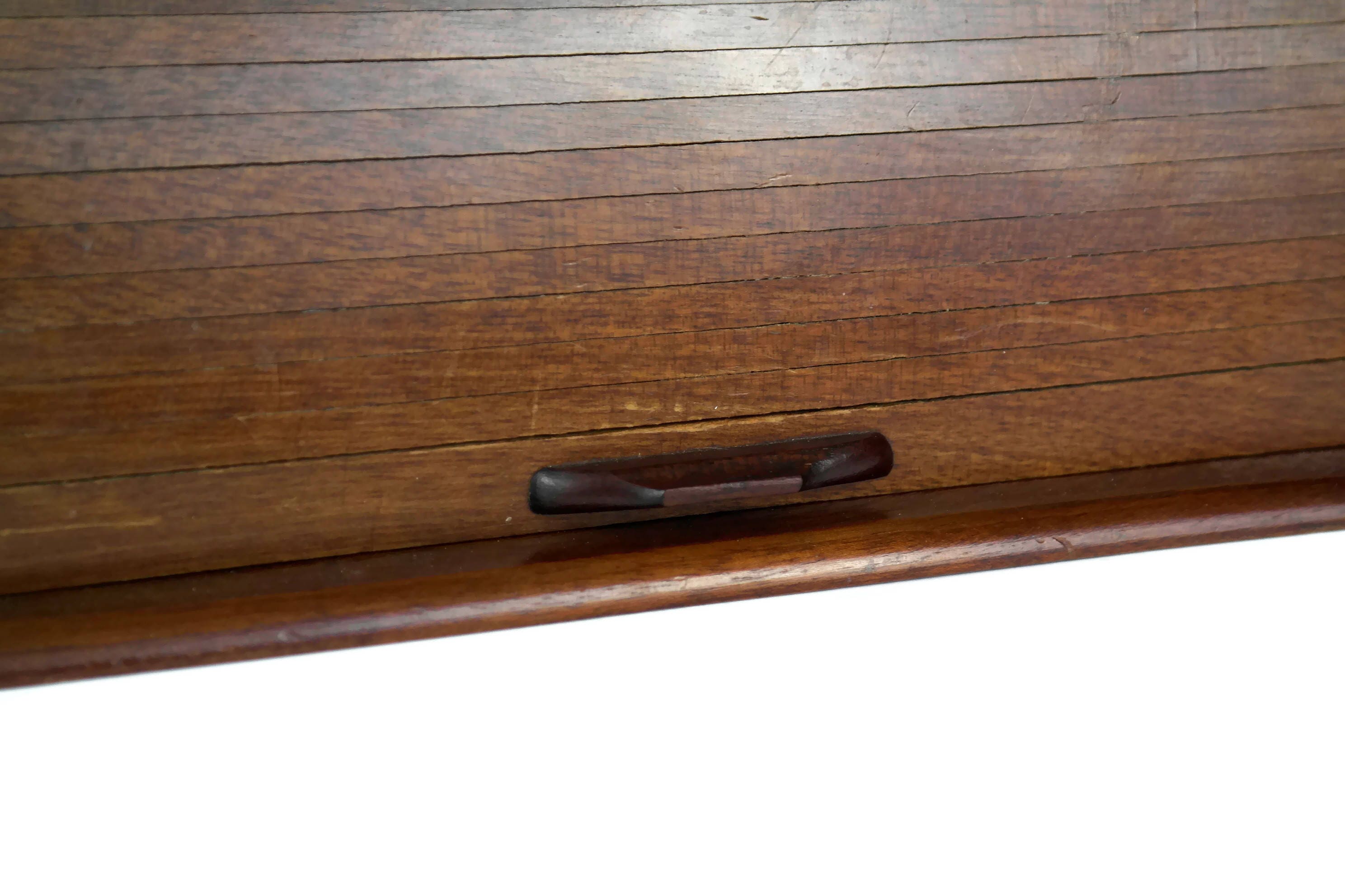 Vintage Wooden Roll Top Desk Organizer.