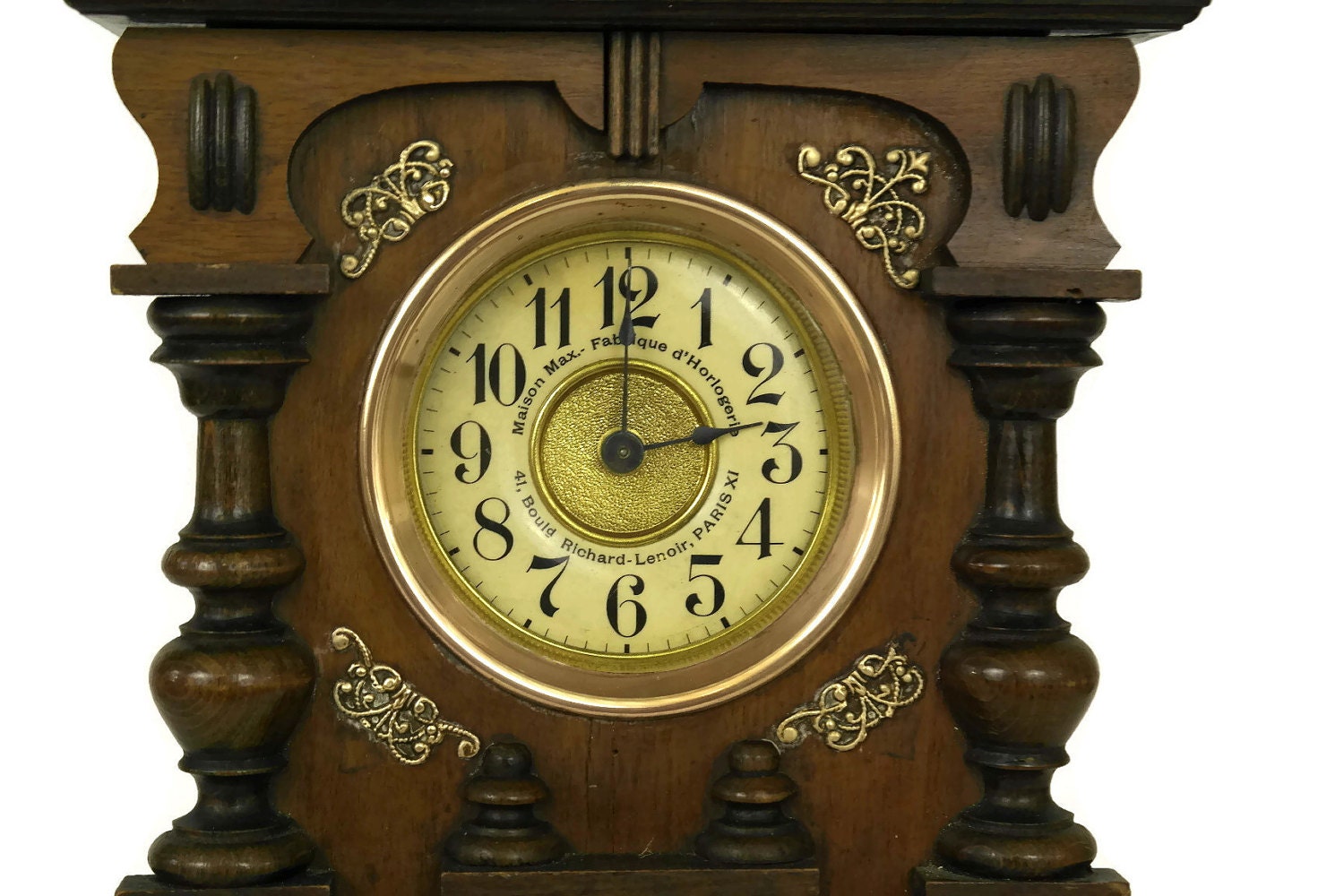 Antique French Mantle Clock with Wind Up Music Box & Alarm Clock.