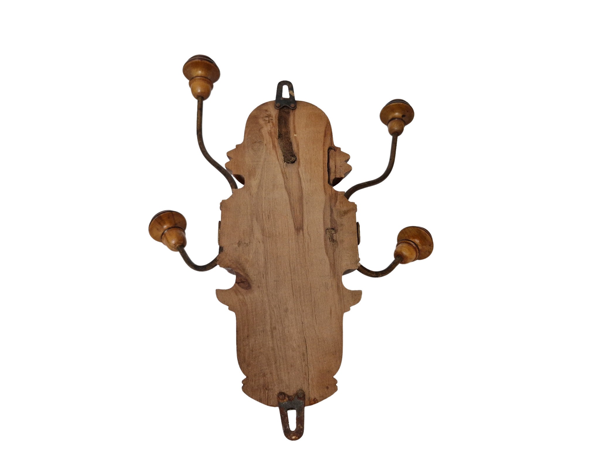 French Antique Wood Coat Hook, Wall Hanging Hat Stand Rack