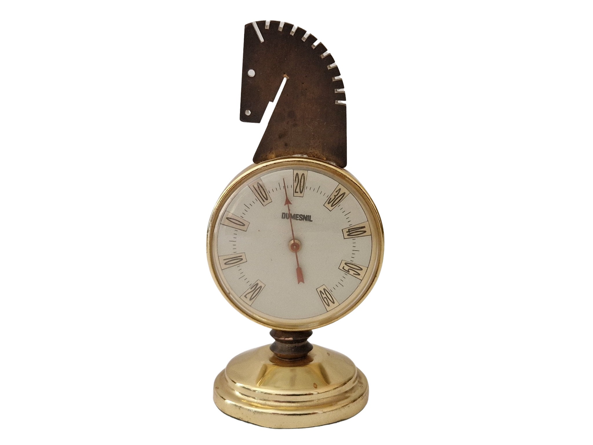 Mid Century Brass Thermometer with Horse Head, Desk and Table
